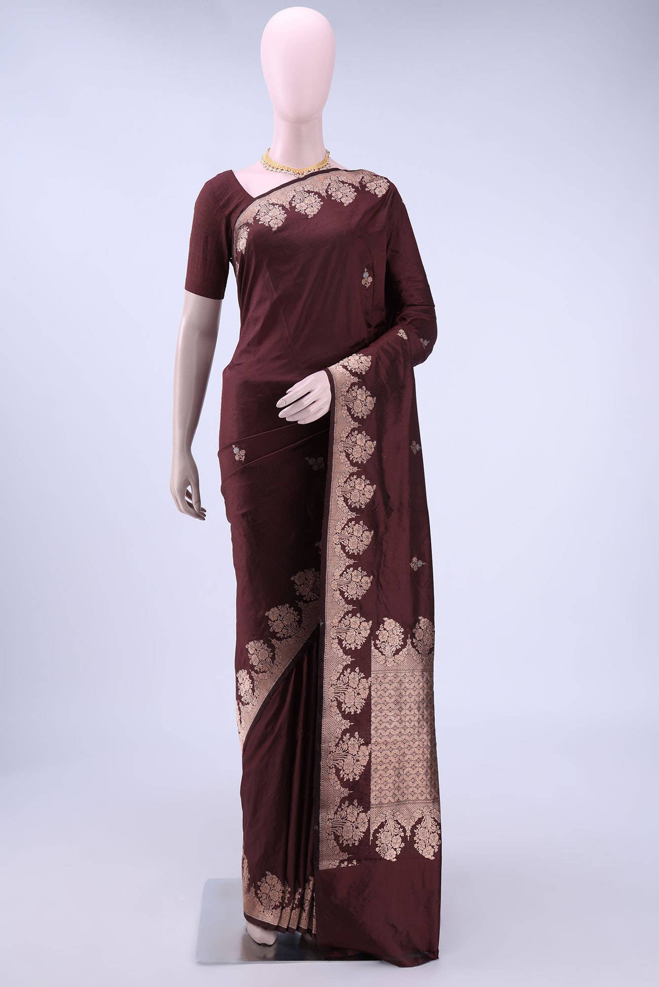 Brown Banarasi Katan Silk Saree