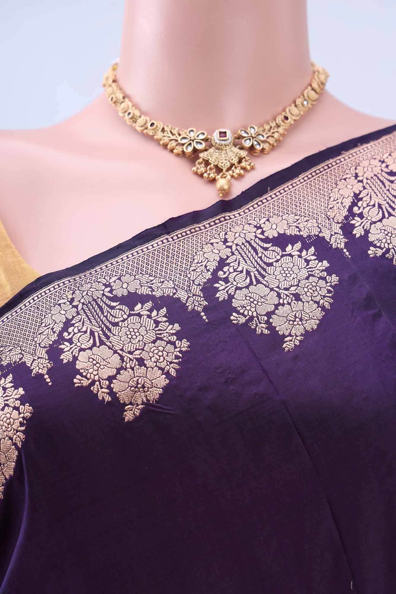 Burgundy Banarasi Katan Silk Saree