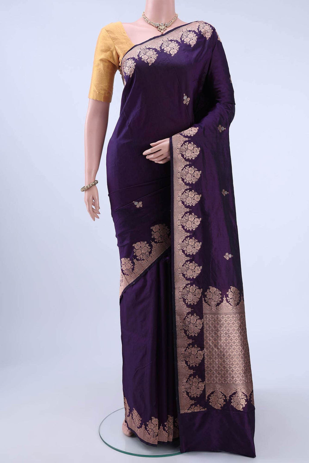 Burgundy Banarasi Katan Silk Saree