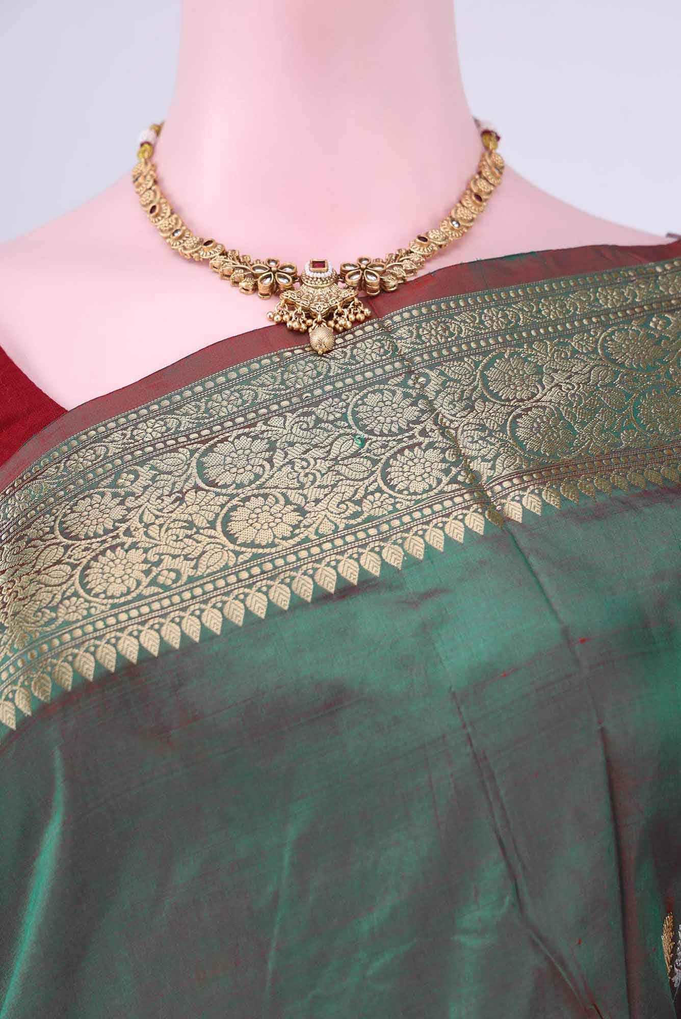 Green Dual Tone Banarasi Katan Silk Saree