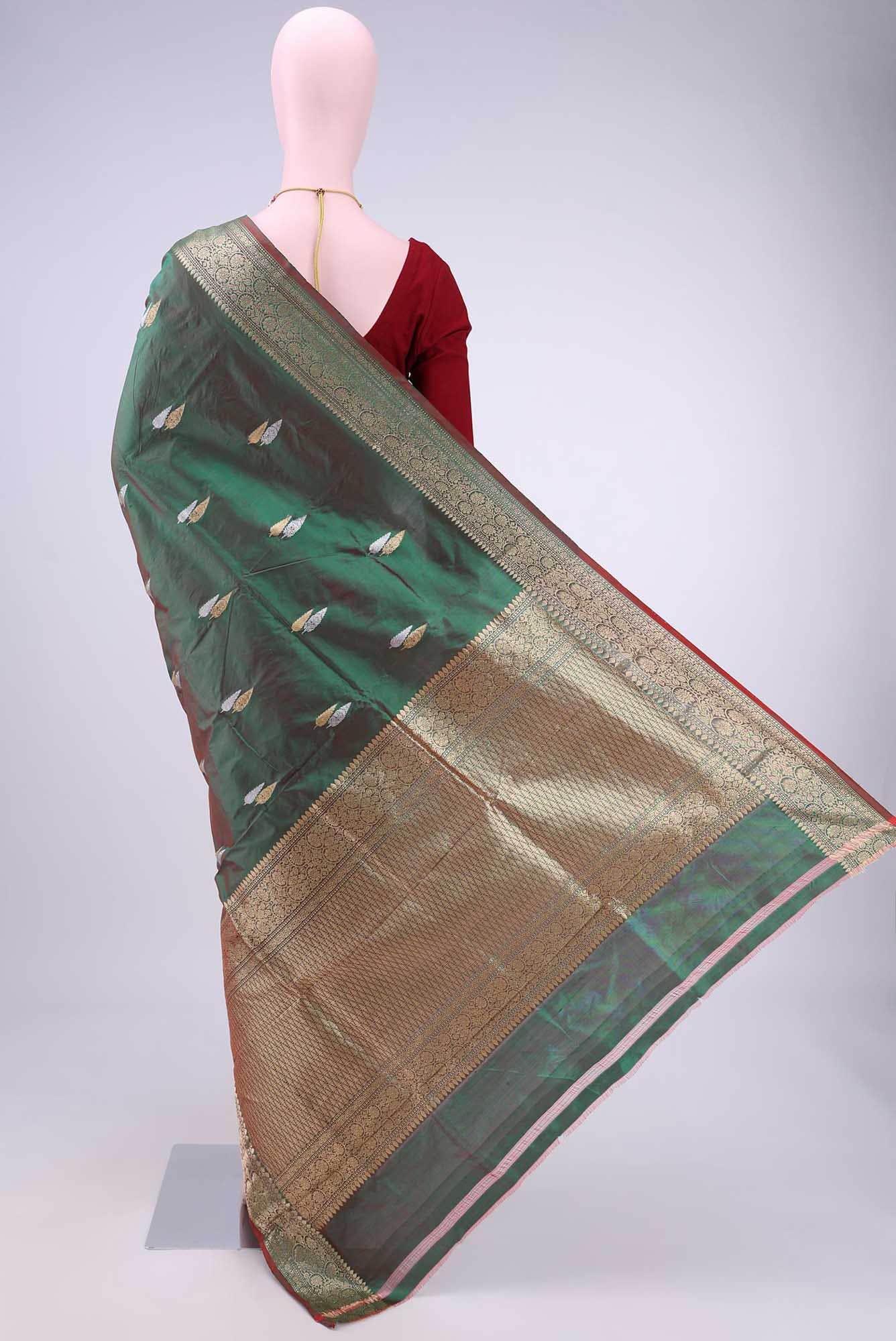 Green Dual Tone Banarasi Katan Silk Saree