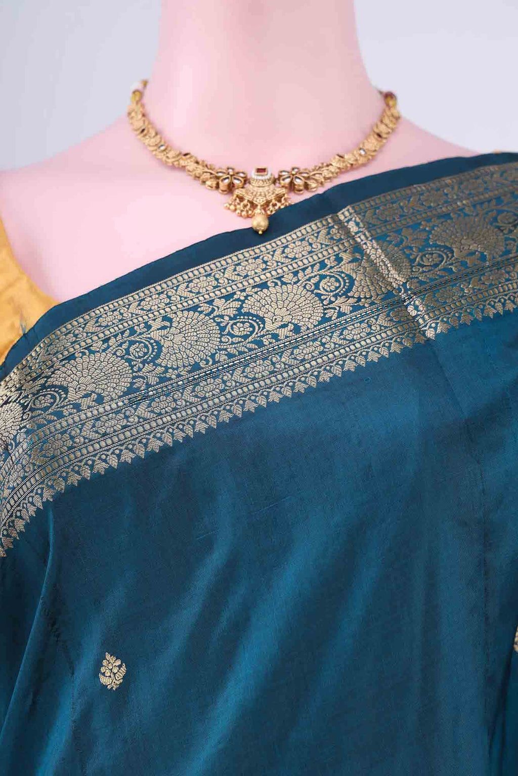Dark Blue Dual Tone Banarasi Katan Silk Saree