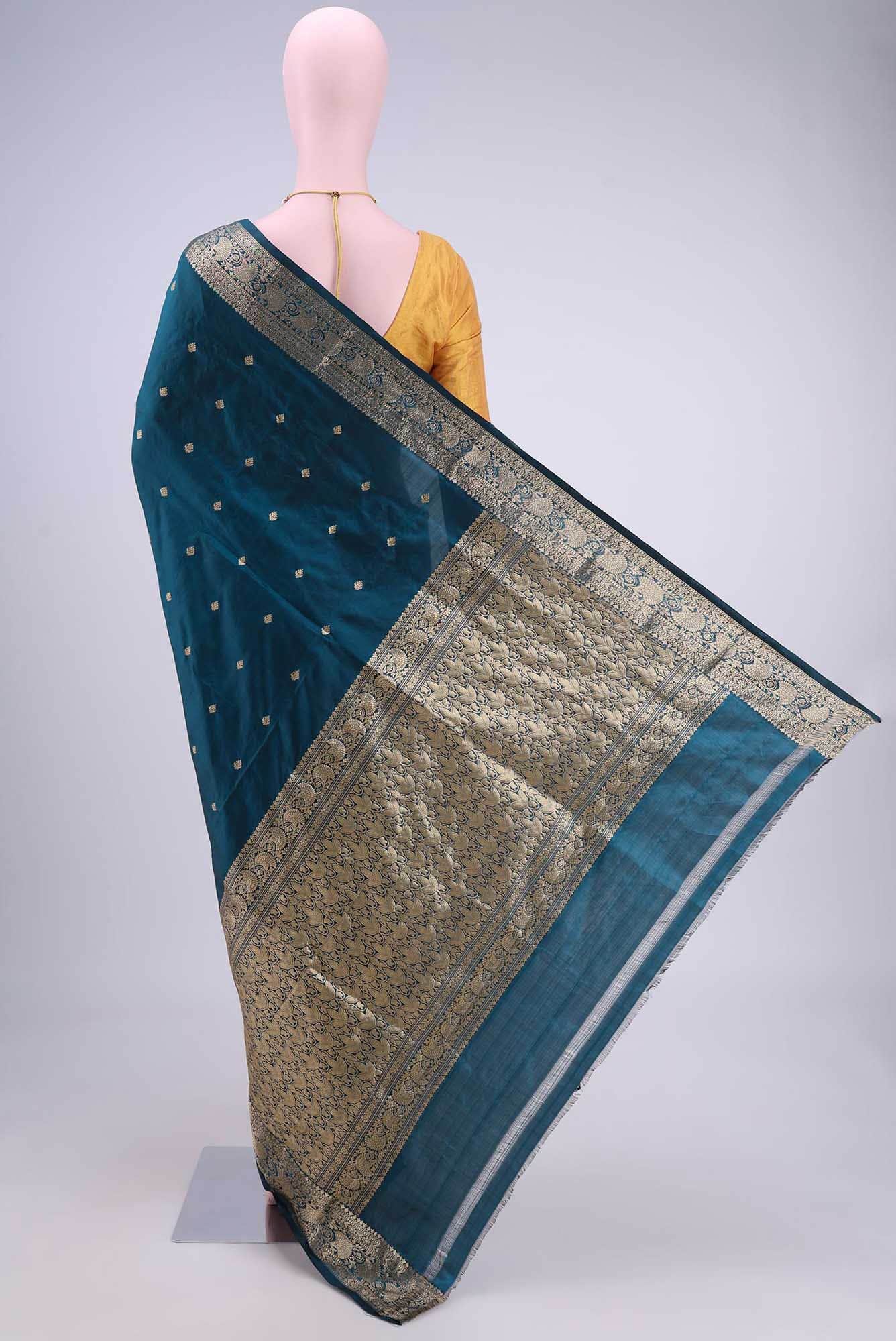 Dark Blue Dual Tone Banarasi Katan Silk Saree