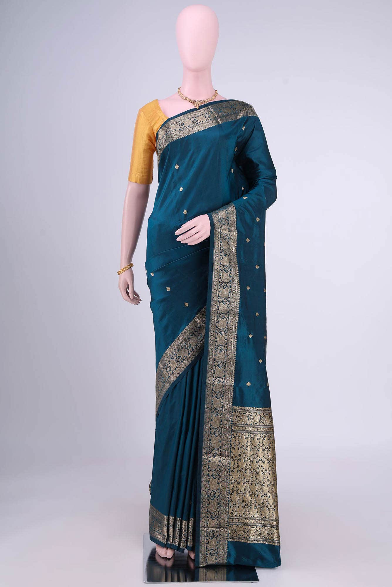 Dark Blue Dual Tone Banarasi Katan Silk Saree