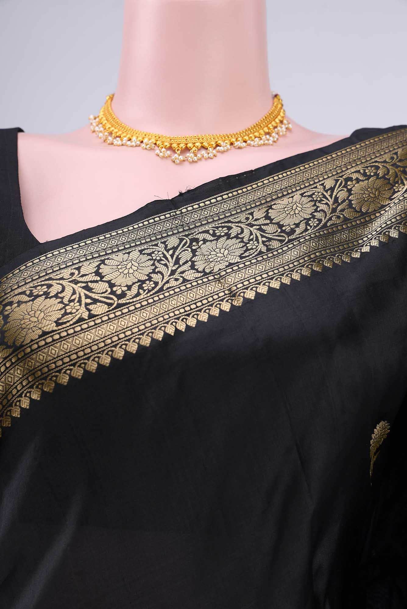 Black Banarasi Katan Silk Saree