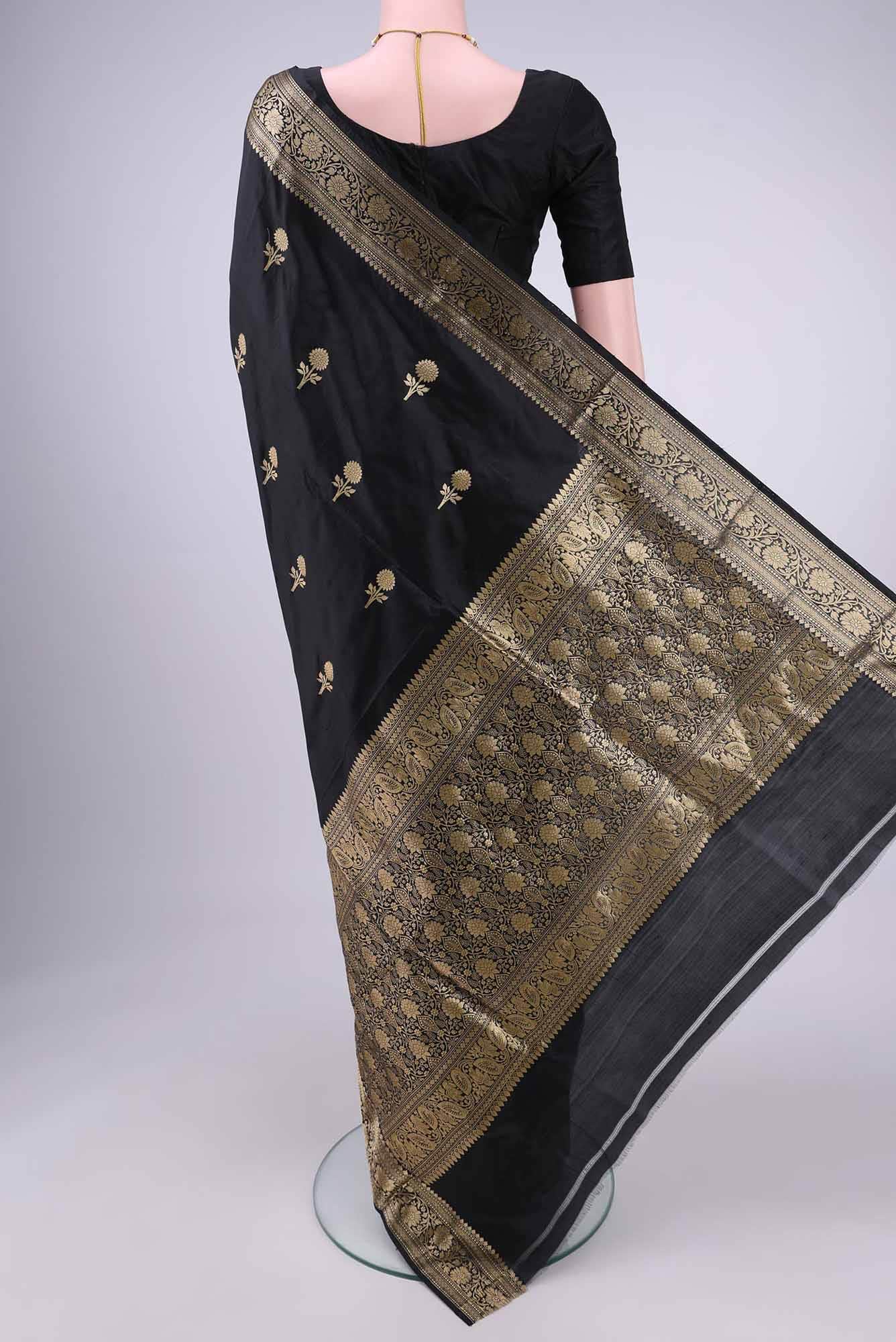 Black Banarasi Katan Silk Saree
