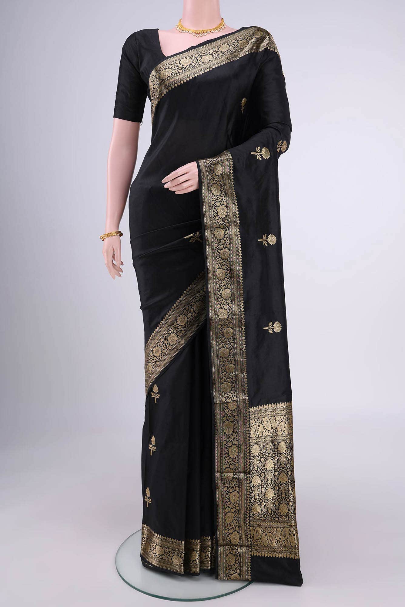 Black Banarasi Katan Silk Saree