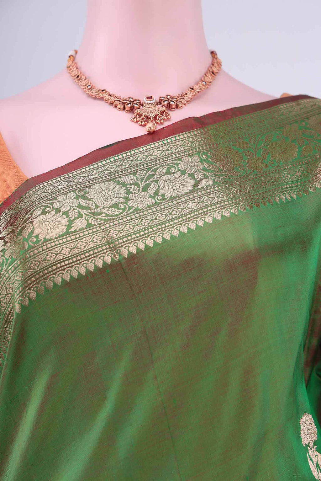 Green Dual Tone Banarasi Katan Silk Saree
