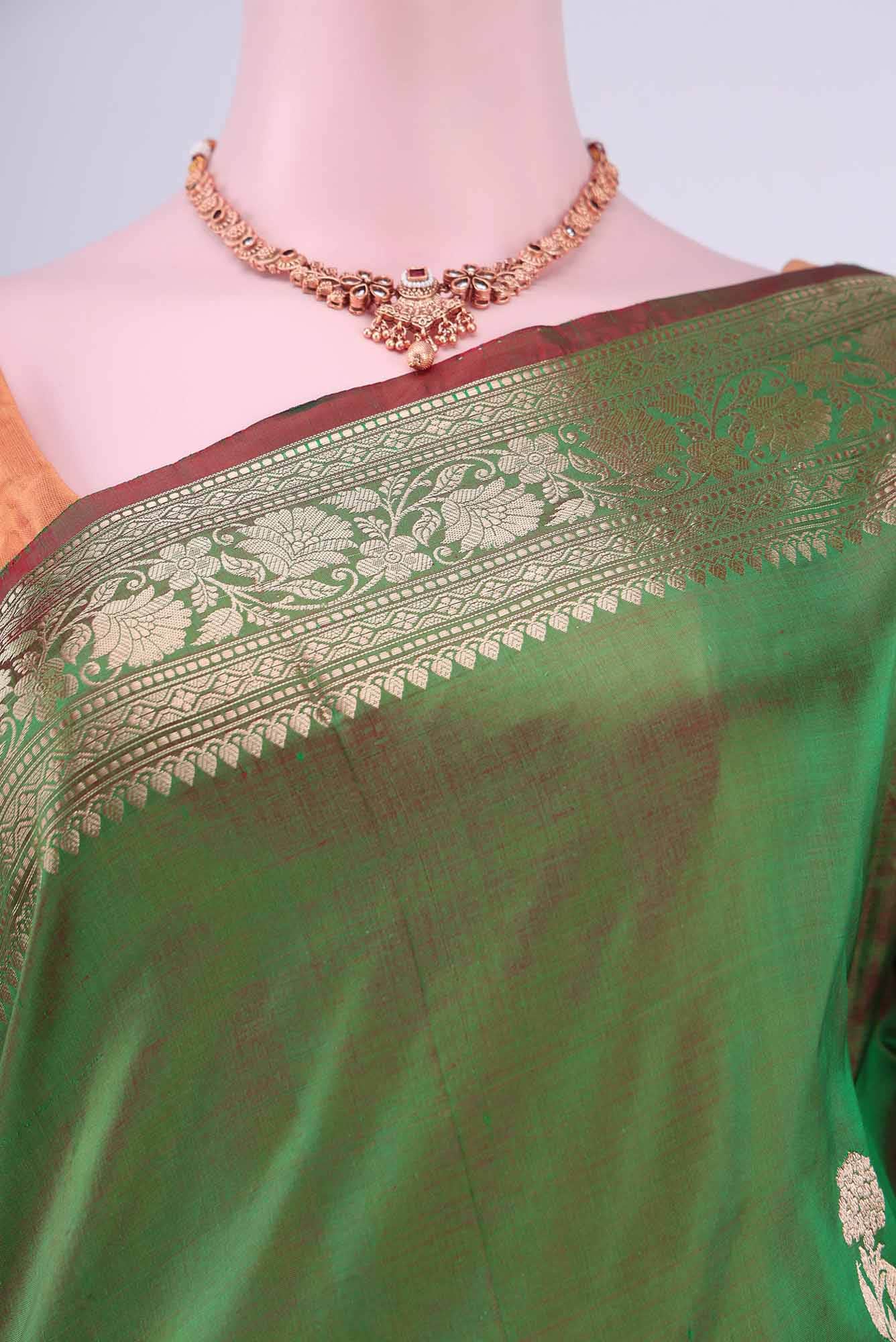 Green Dual Tone Banarasi Katan Silk Saree