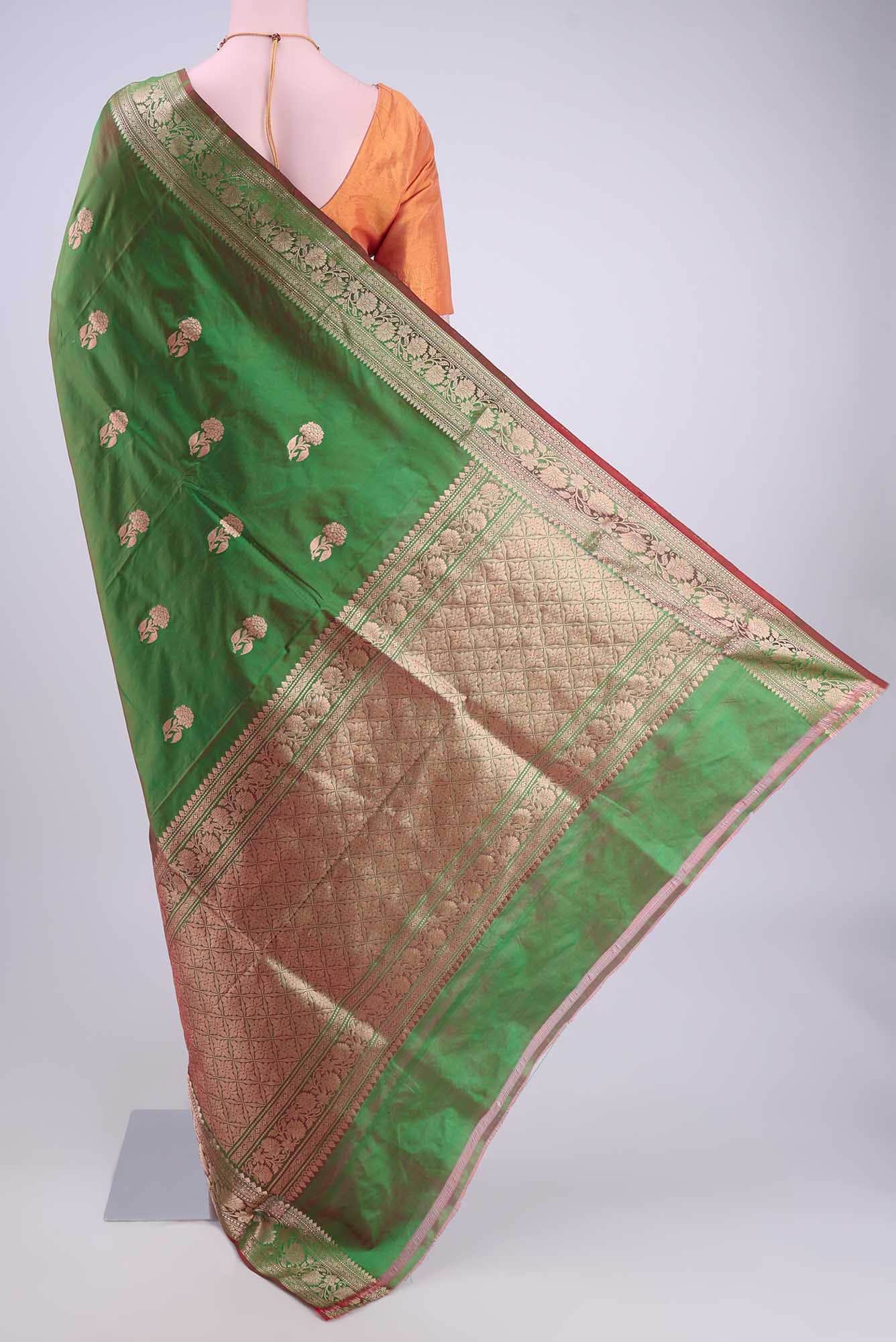 Green Dual Tone Banarasi Katan Silk Saree
