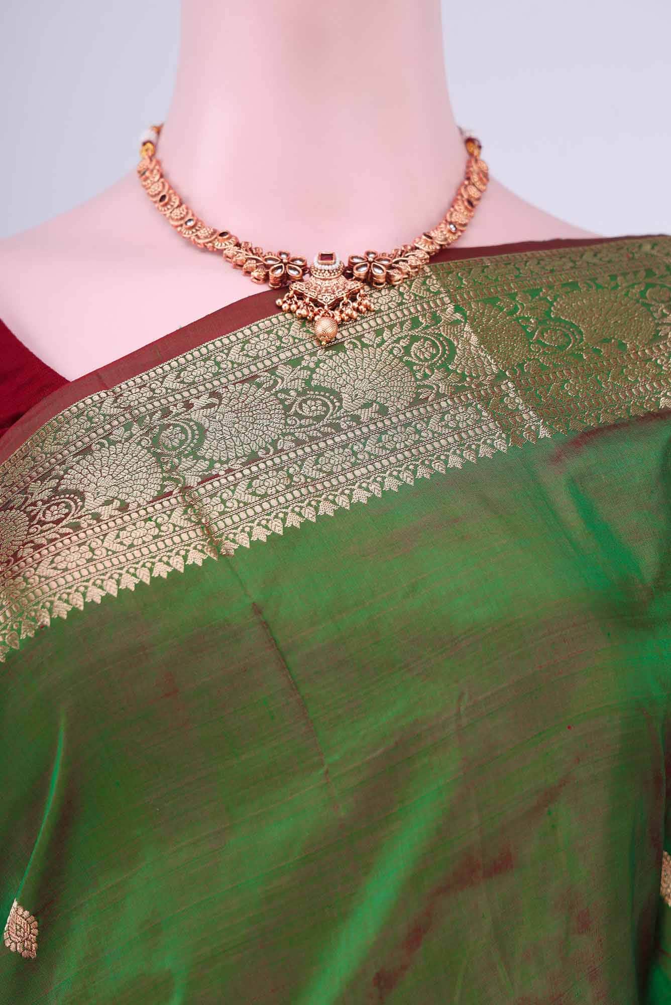 Green Dual Tone Banarasi Katan Silk Saree