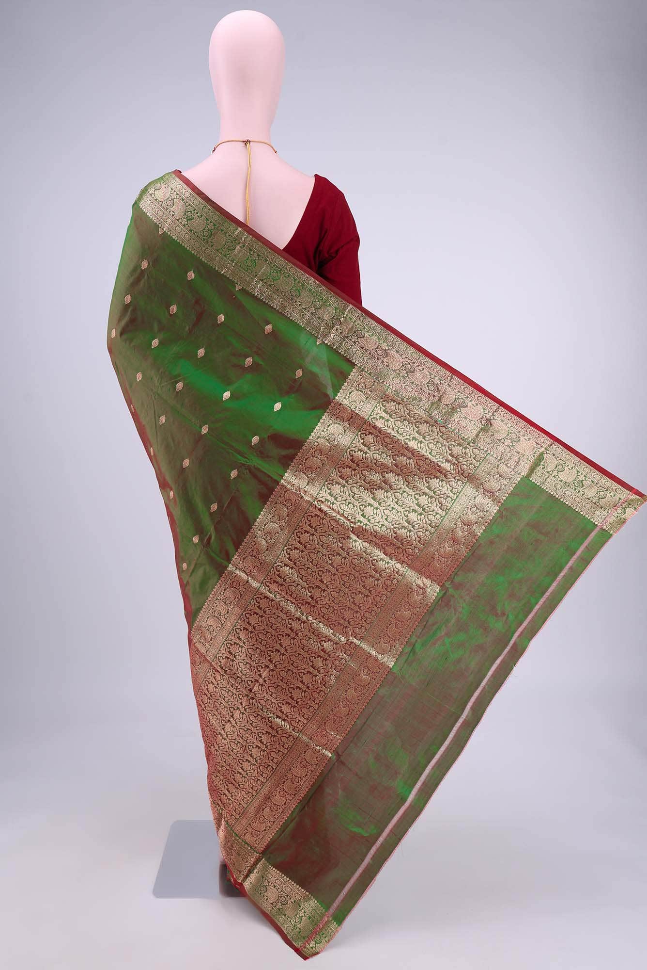 Green Dual Tone Banarasi Katan Silk Saree