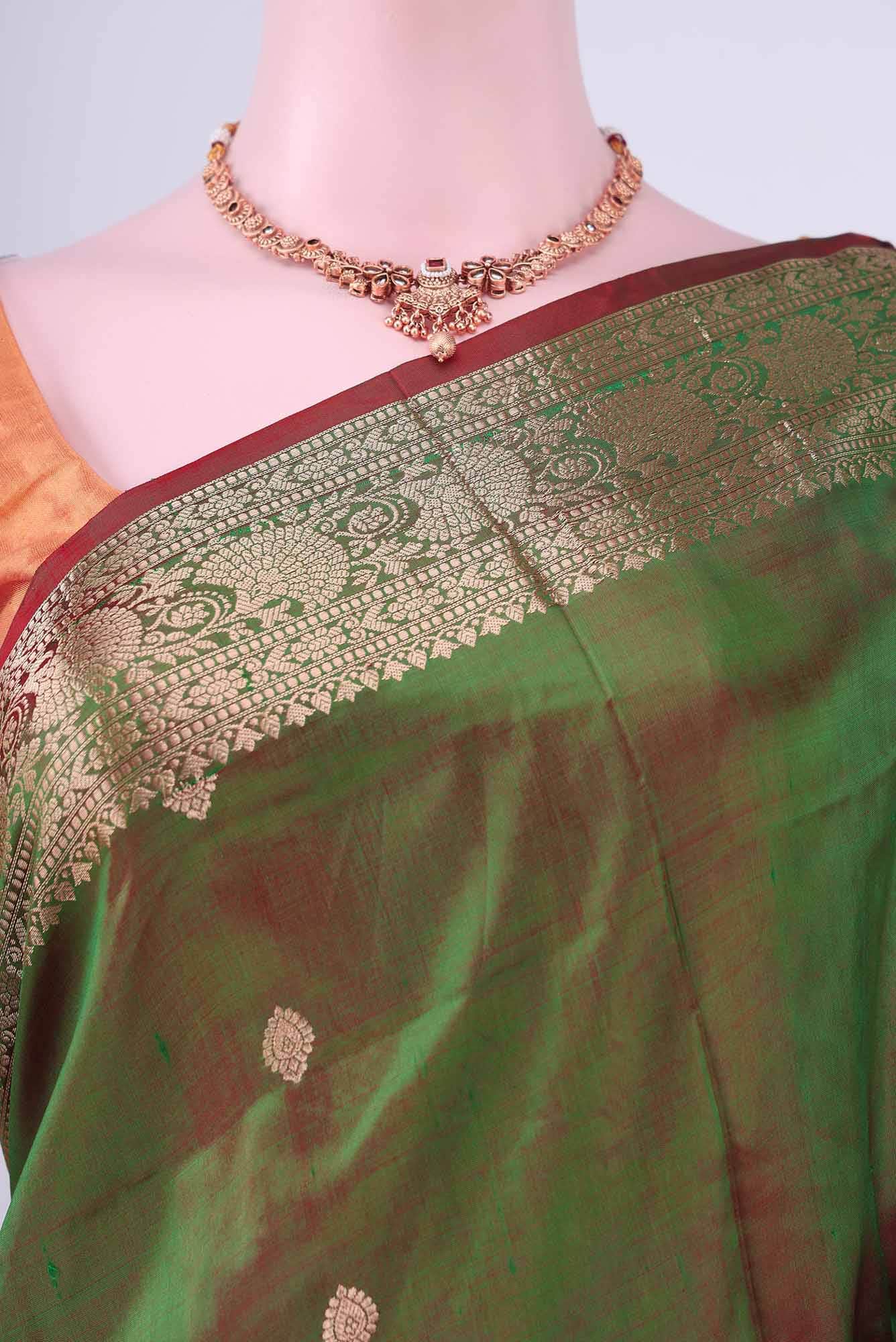 Green Dual Tone Banarasi Katan Silk Saree