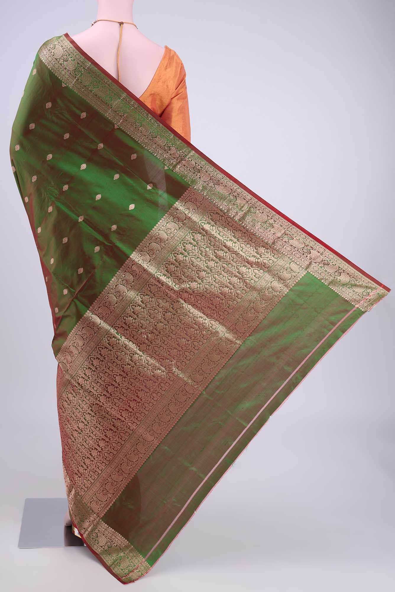 Green Dual Tone Banarasi Katan Silk Saree