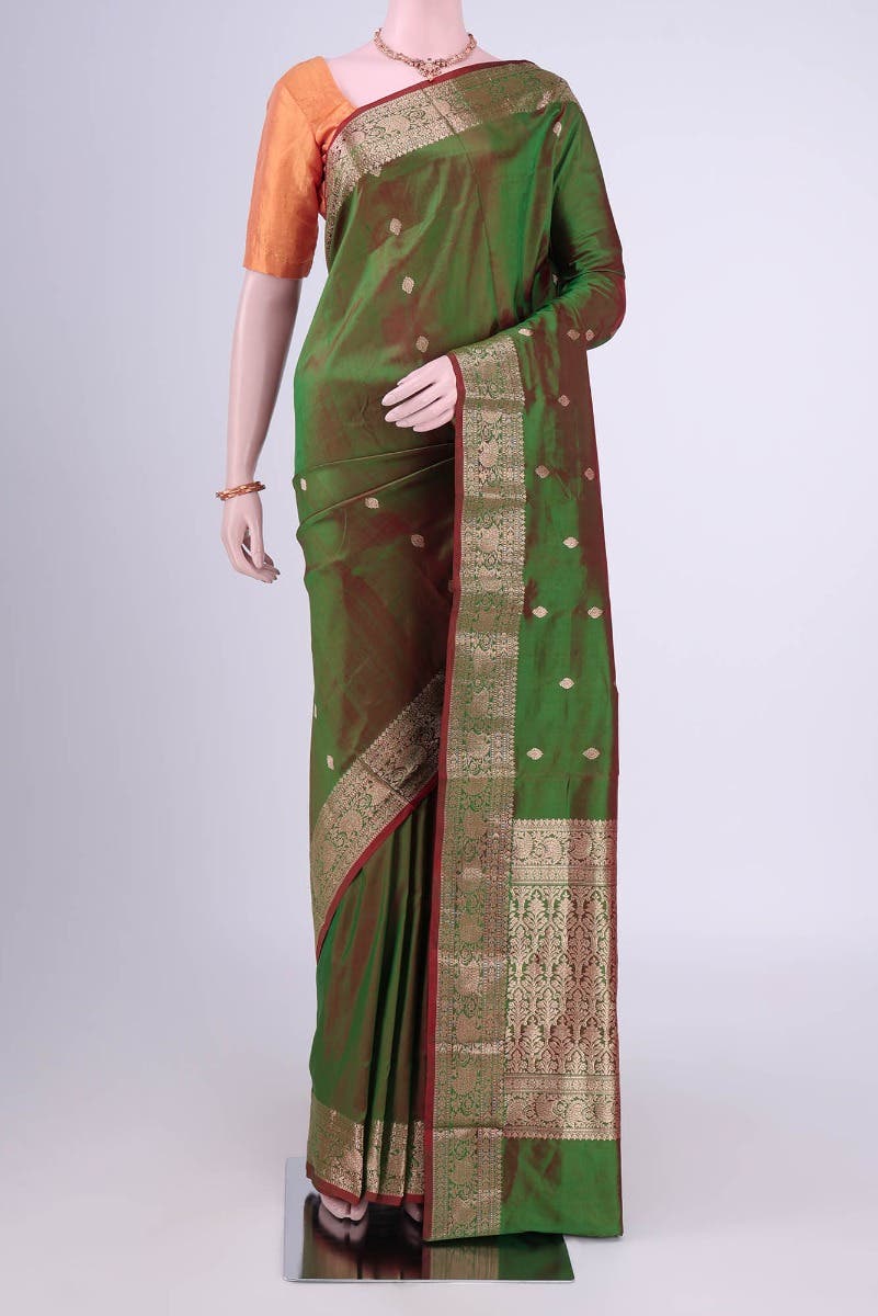 Green Dual Tone Banarasi Katan Silk Saree