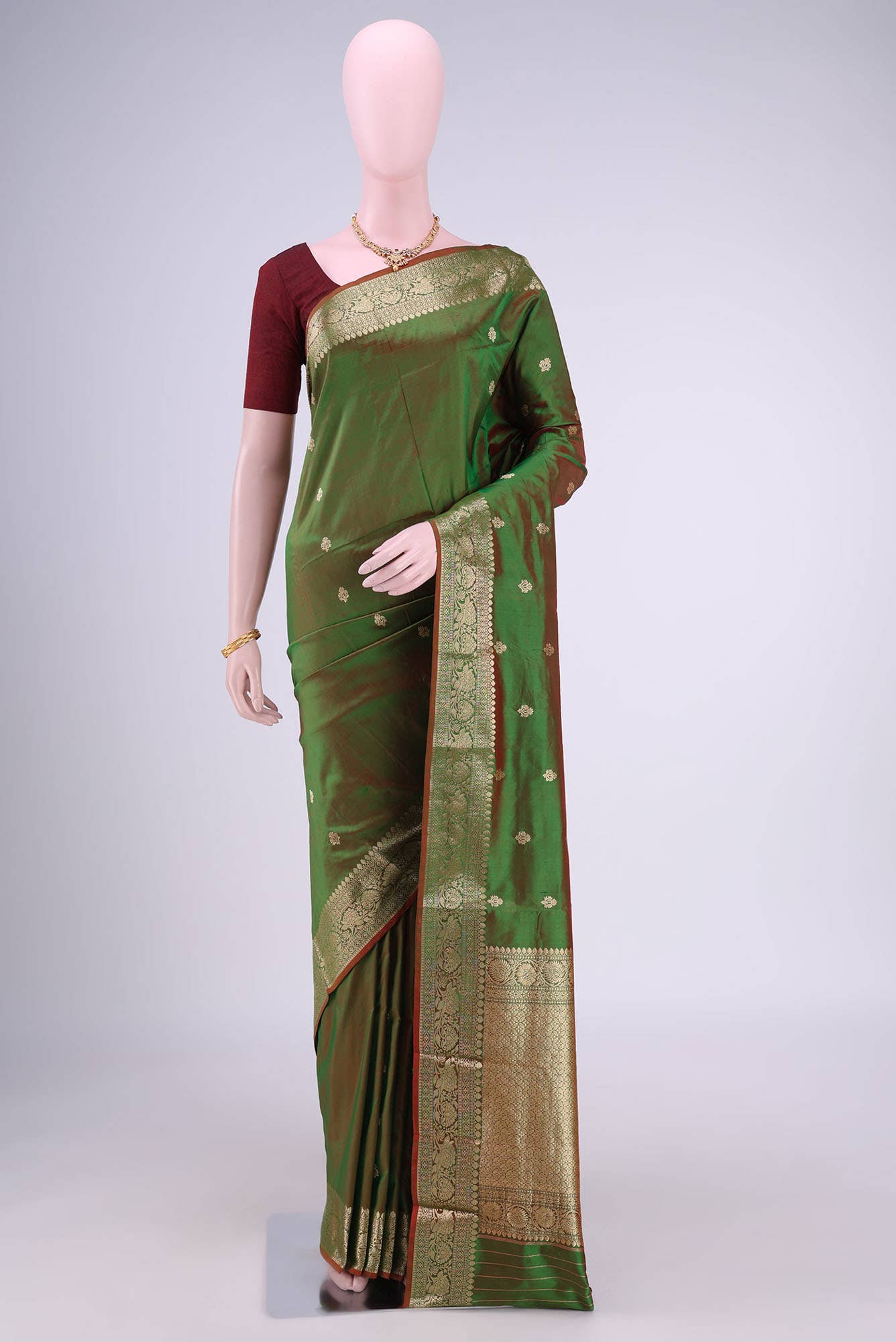 Green Banarasi Katan Silk Saree