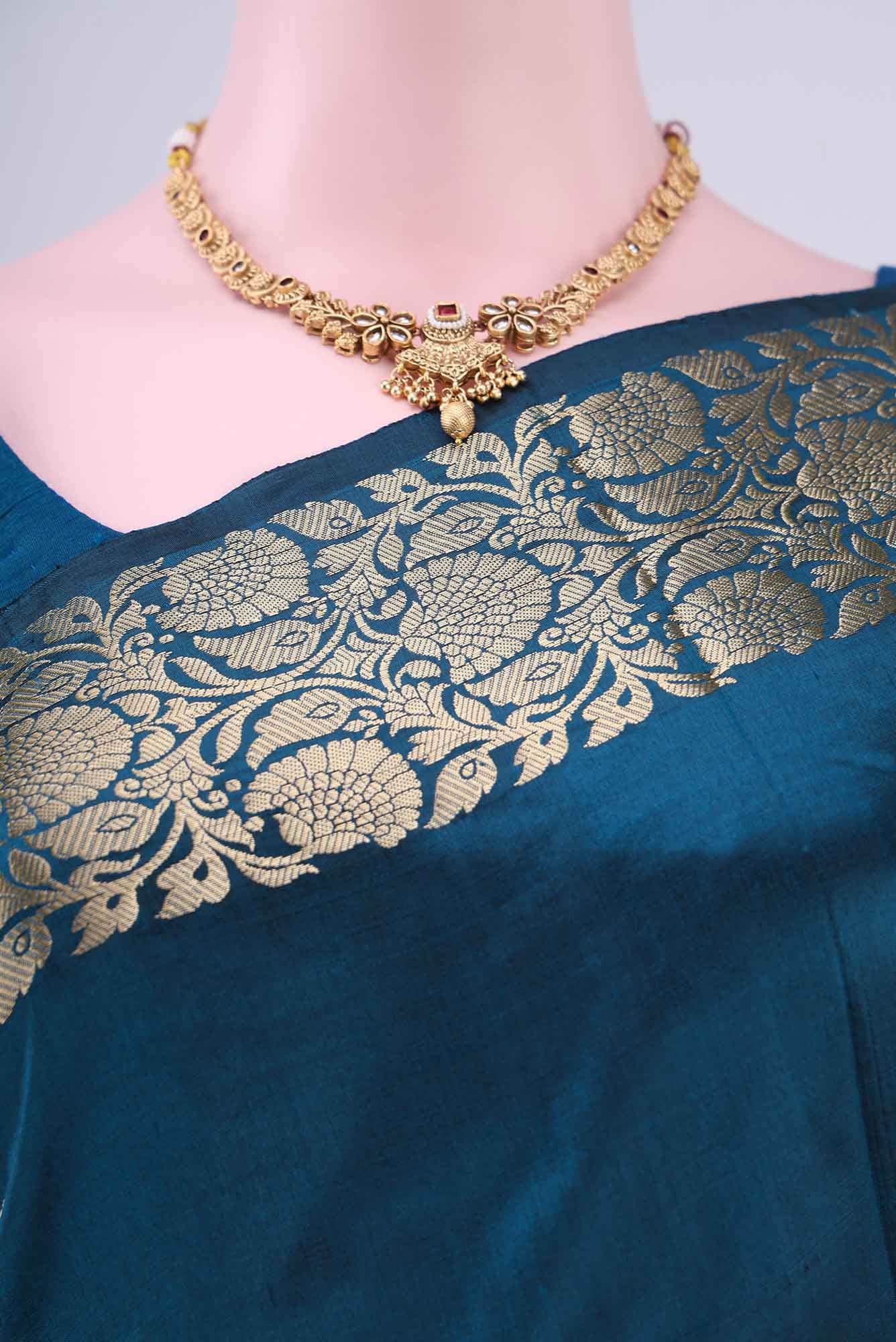 Blue Banarasi Katan Silk Saree
