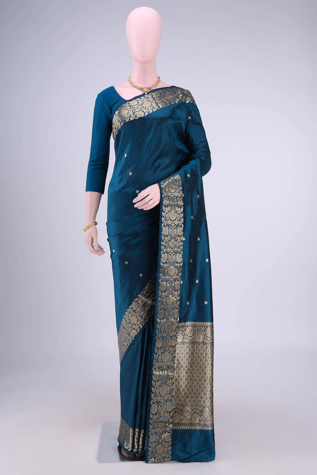Blue Banarasi Katan Silk Saree