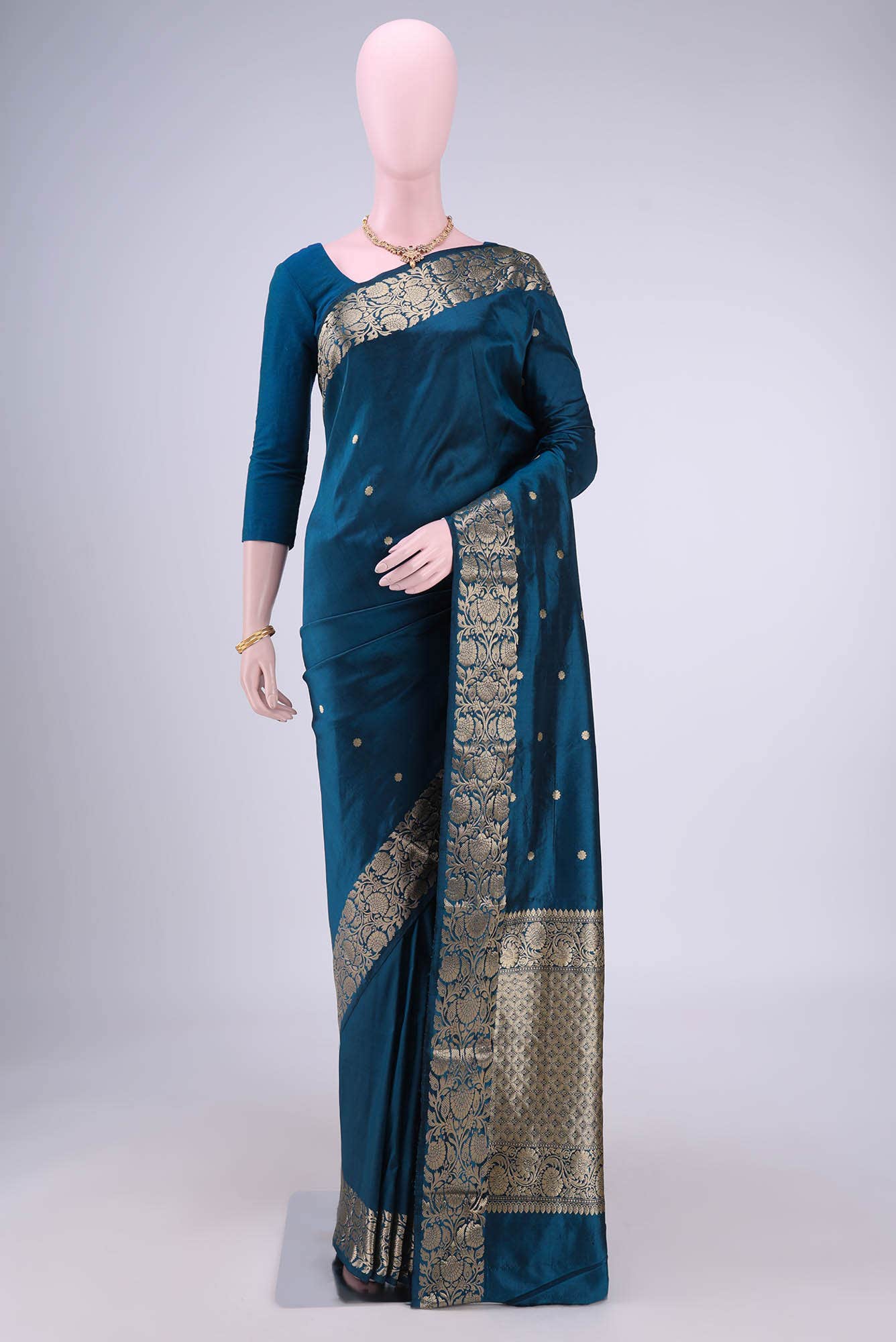 Blue Banarasi Katan Silk Saree