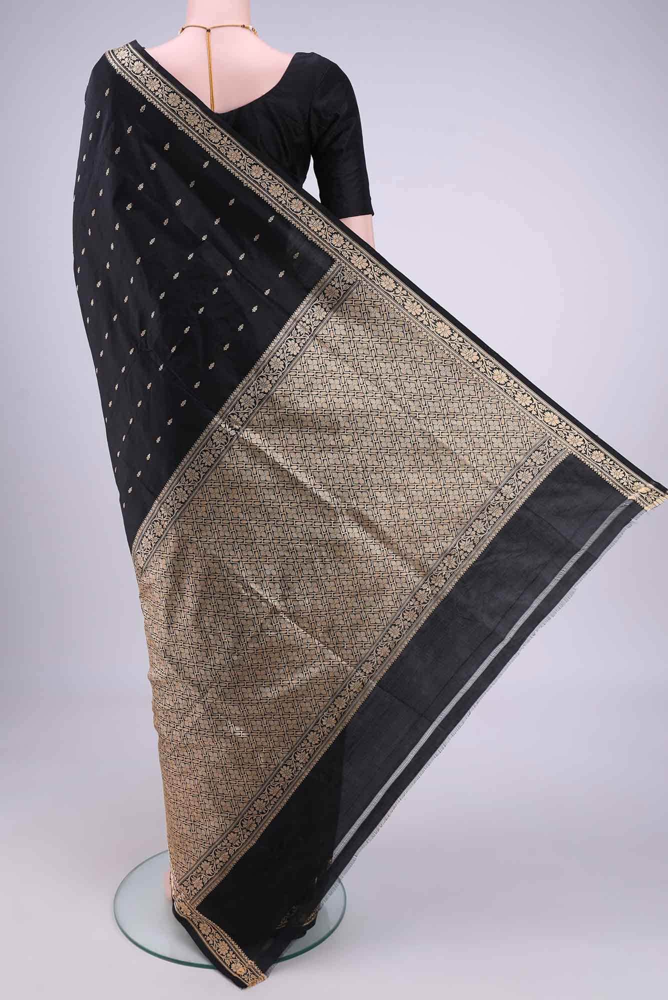 Black Banarasi Katan Silk Saree