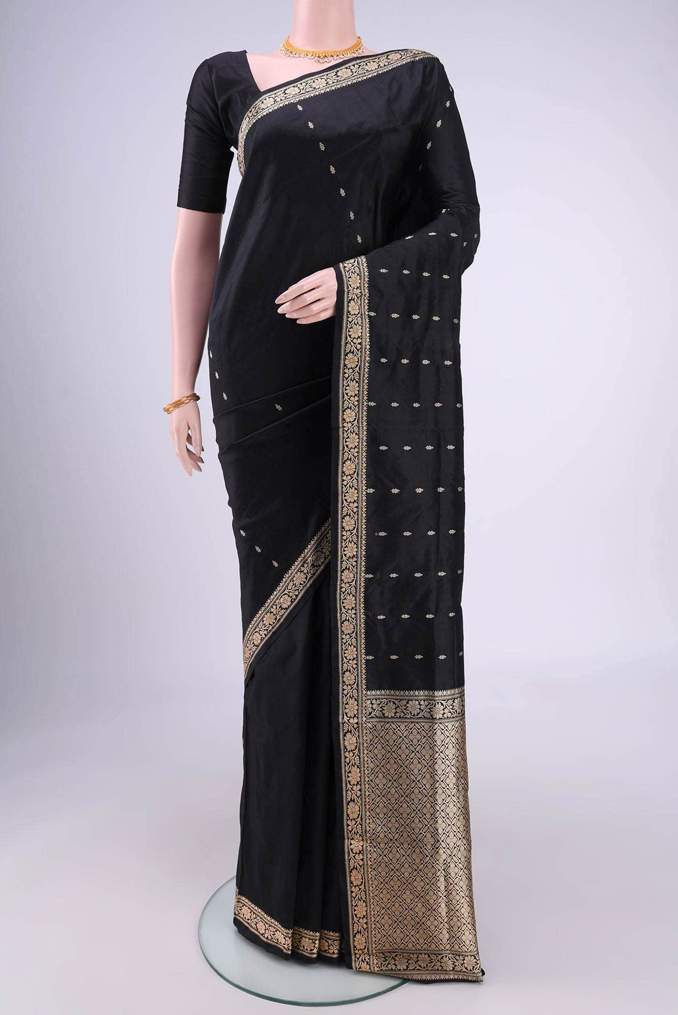Black Banarasi Katan Silk Saree