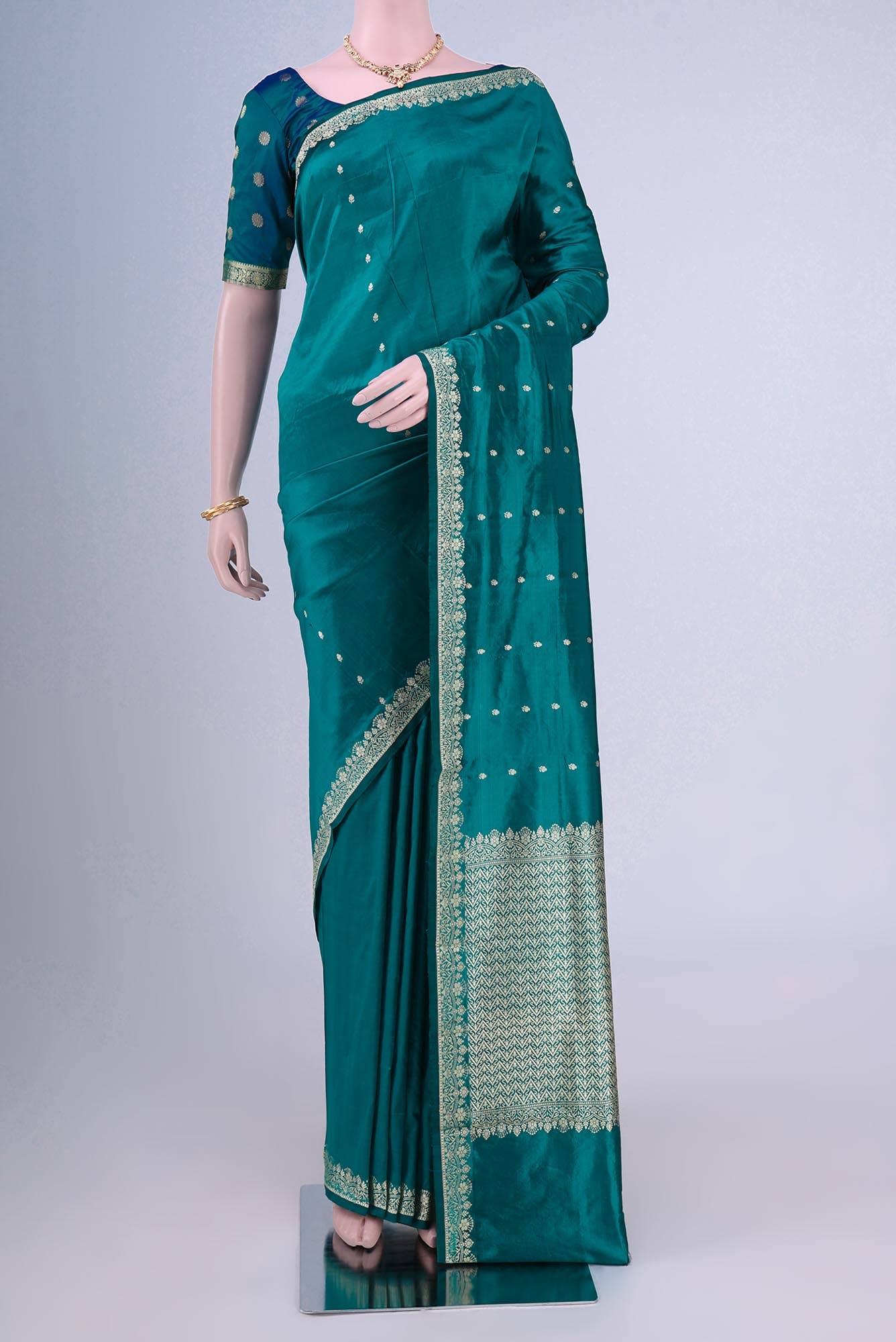 Blue Banarasi Katan Silk Saree