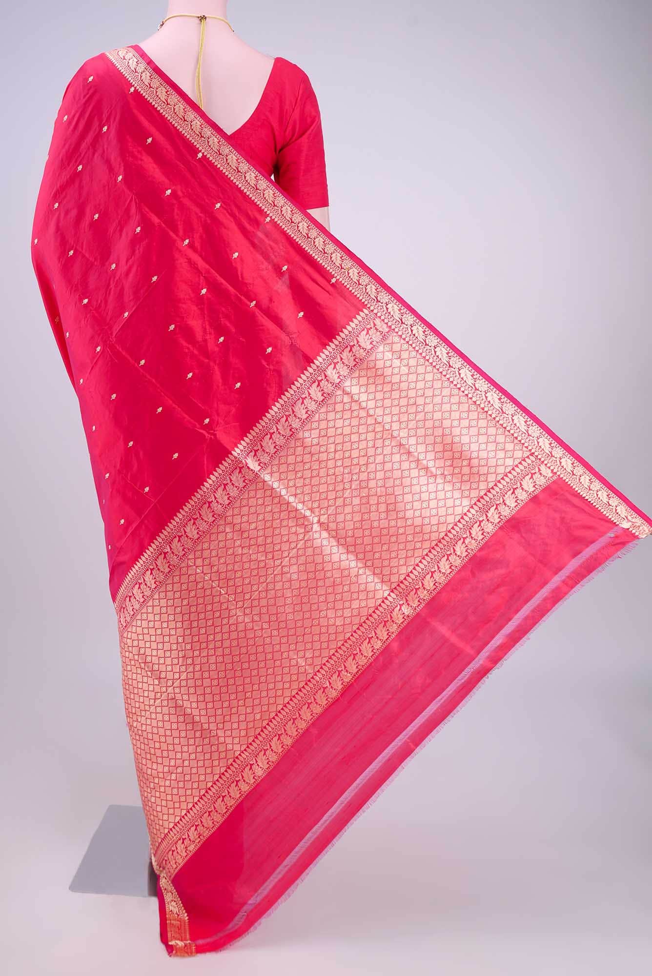 Rani Pink Banarasi Katan Silk Saree