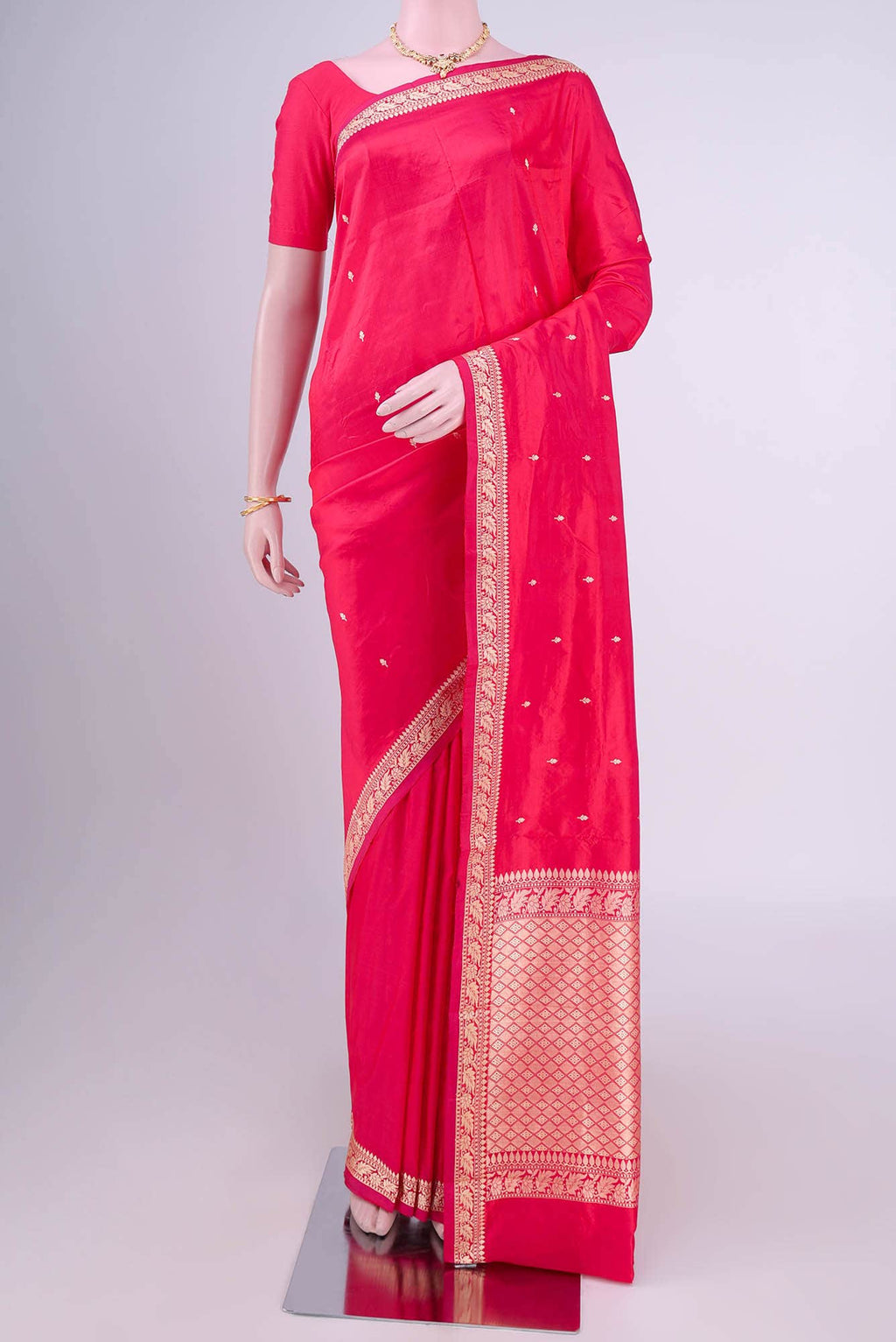 Rani Pink Banarasi Katan Silk Saree