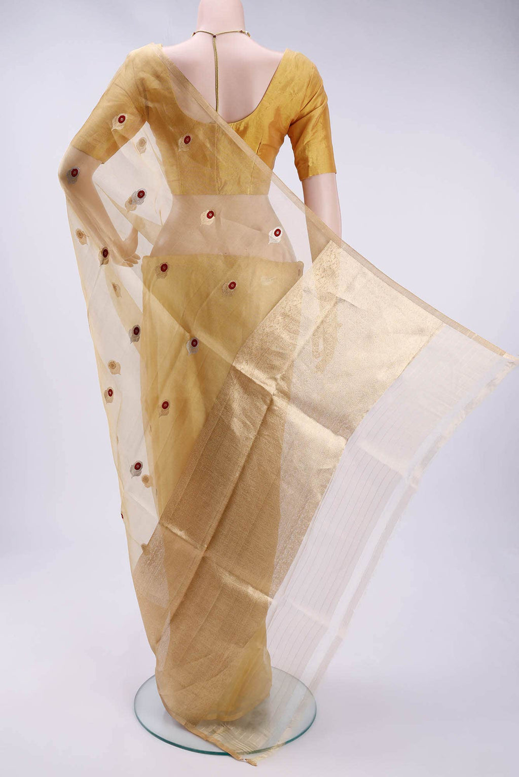 Golden Banarasi Katan Silk Saree