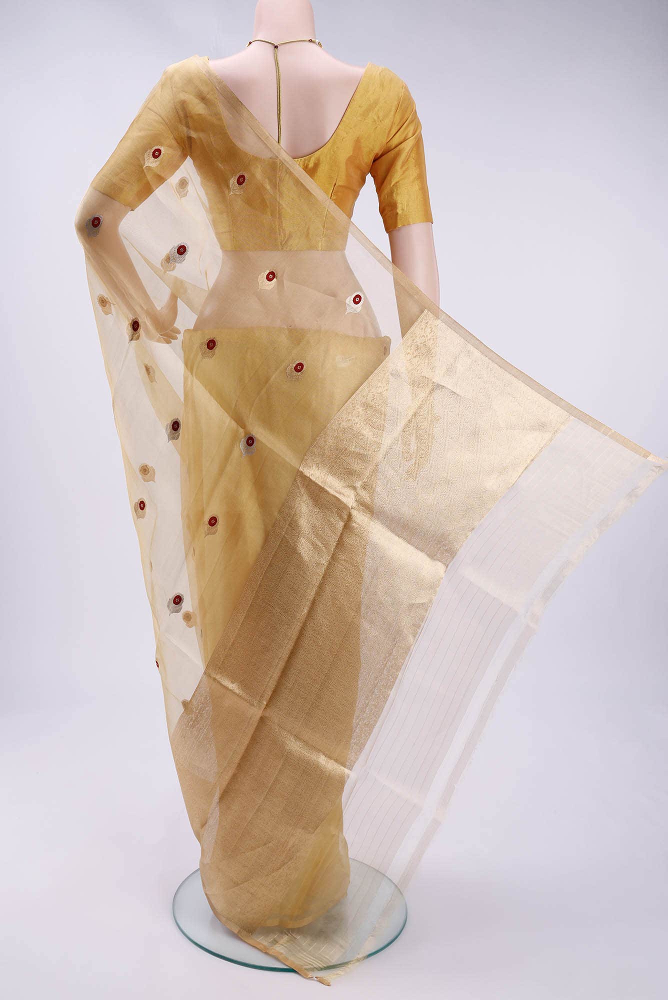 Golden Banarasi Katan Silk Saree