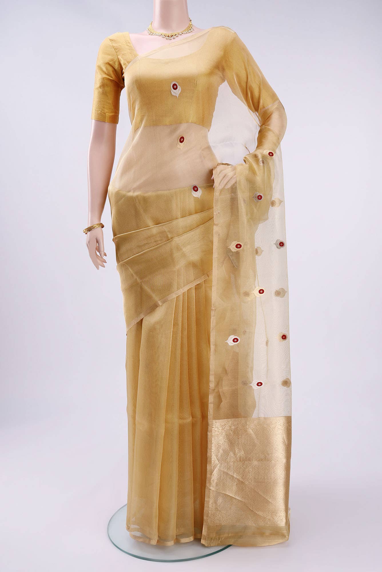Golden Banarasi Katan Silk Saree