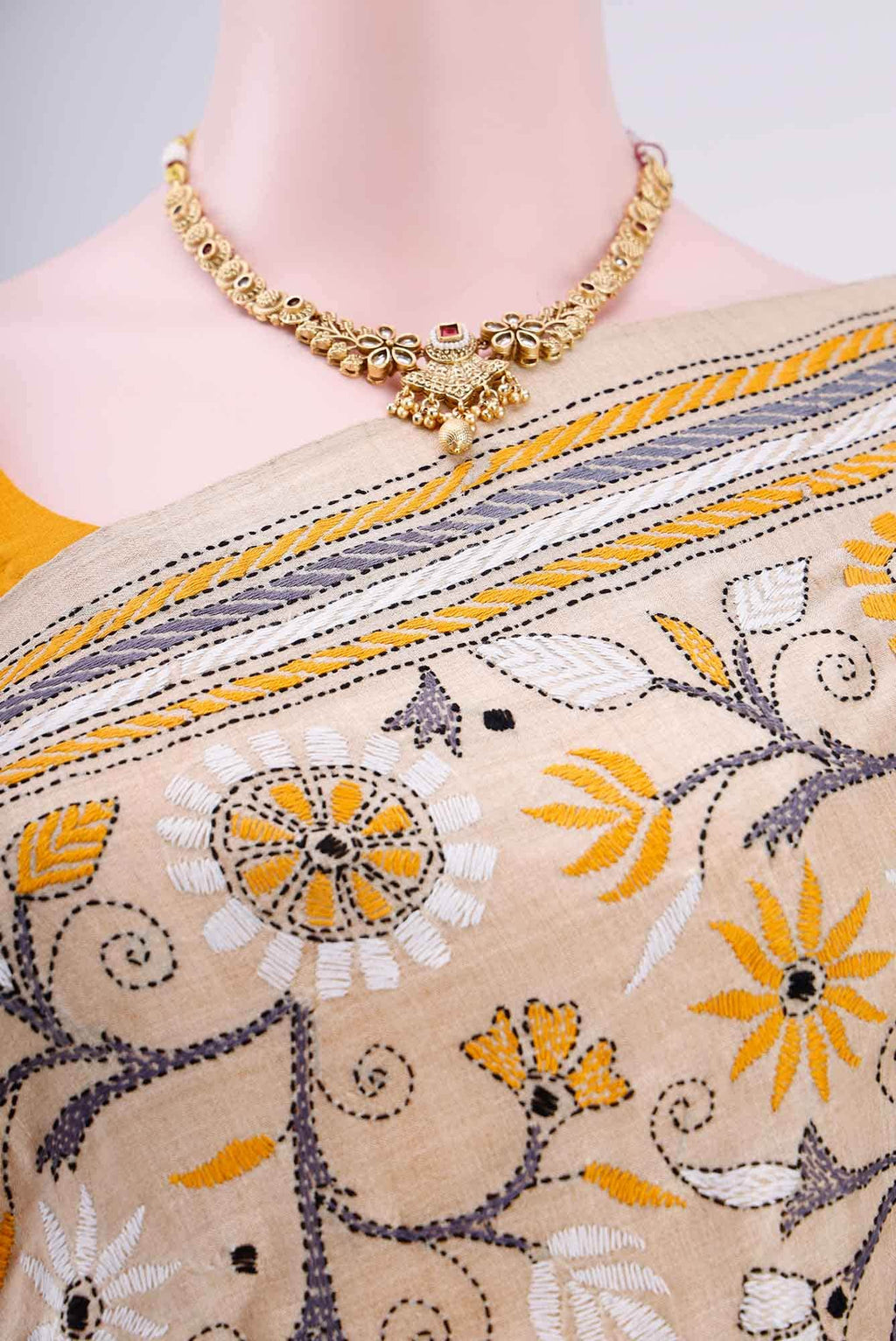 Beige Tussar Saree