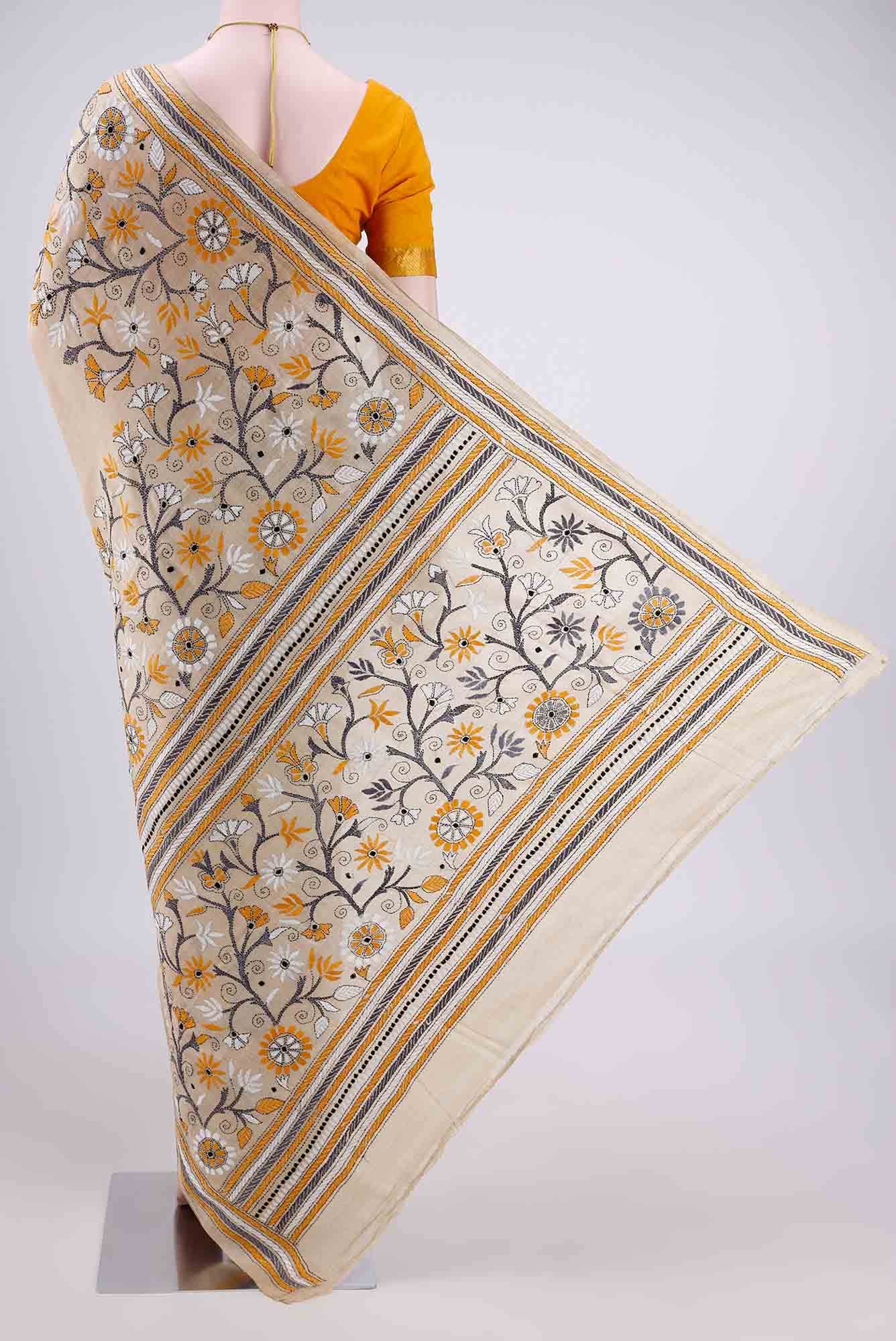 Beige Tussar Saree