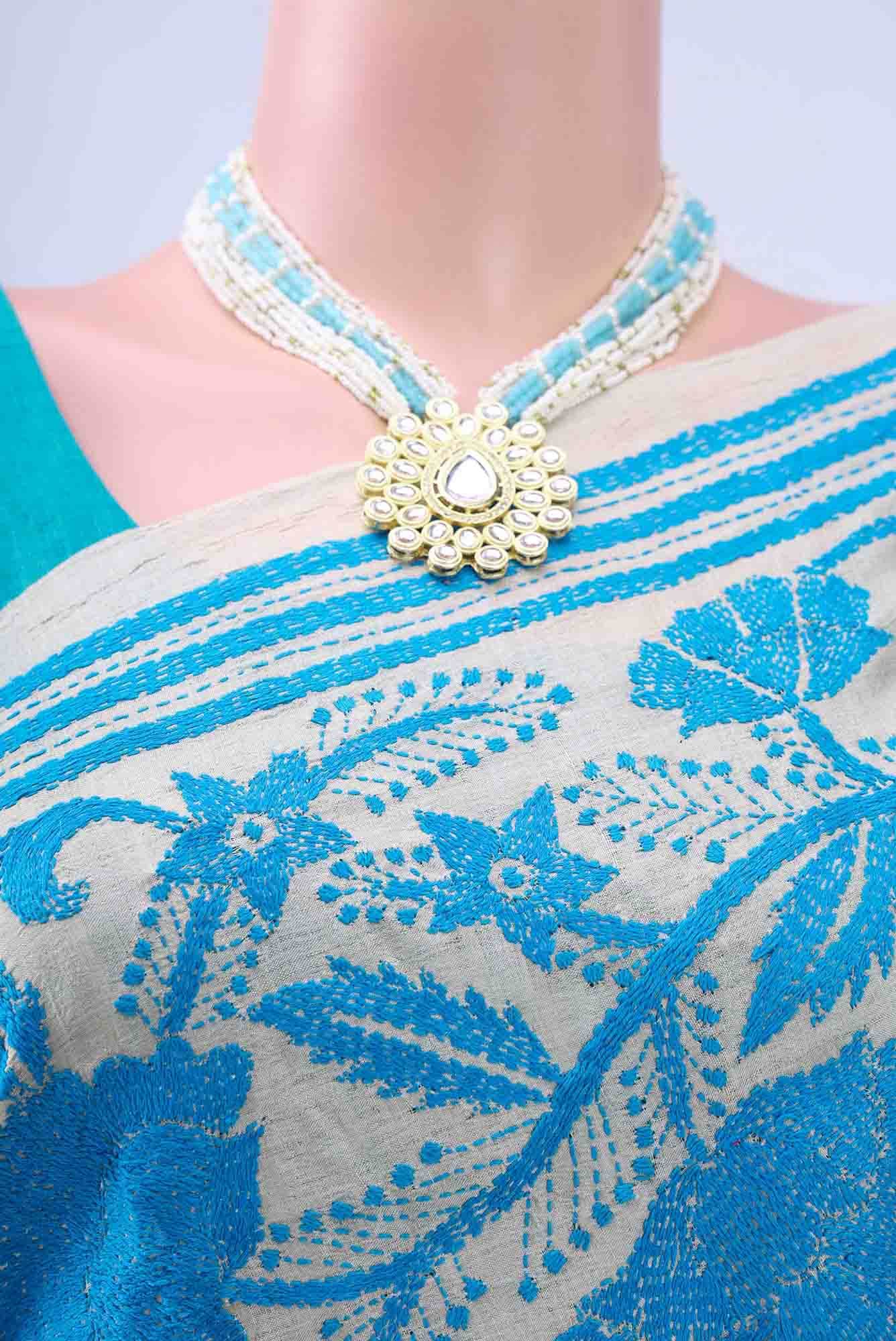 Beige Tussar Saree