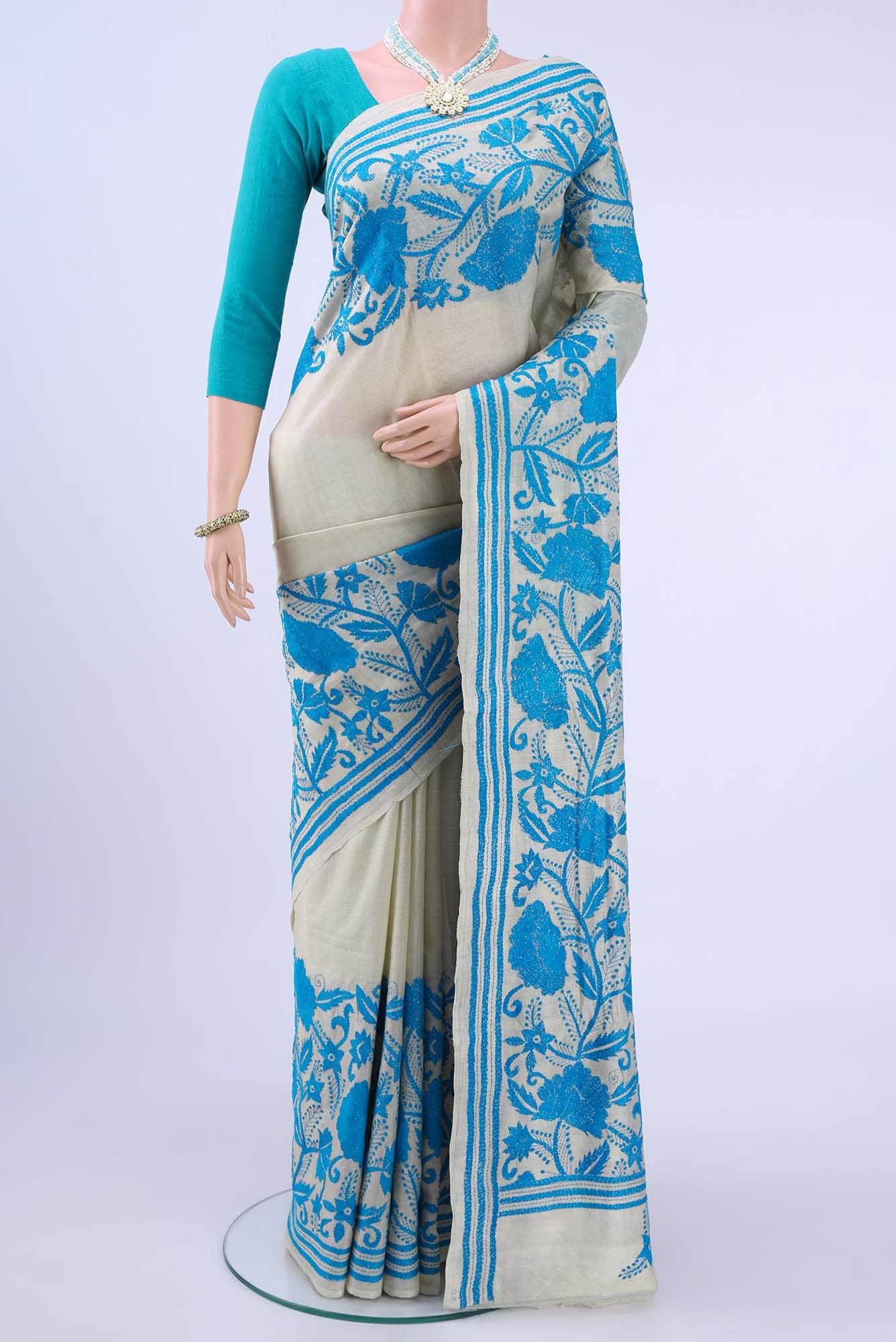 Beige Tussar Saree
