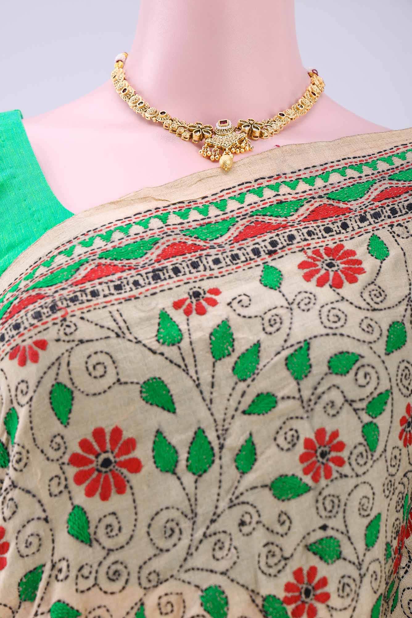 Beige Tussar Saree