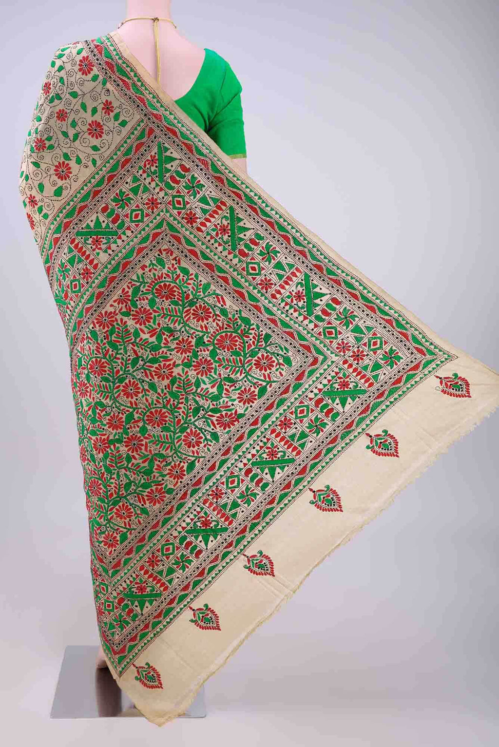 Beige Tussar Saree