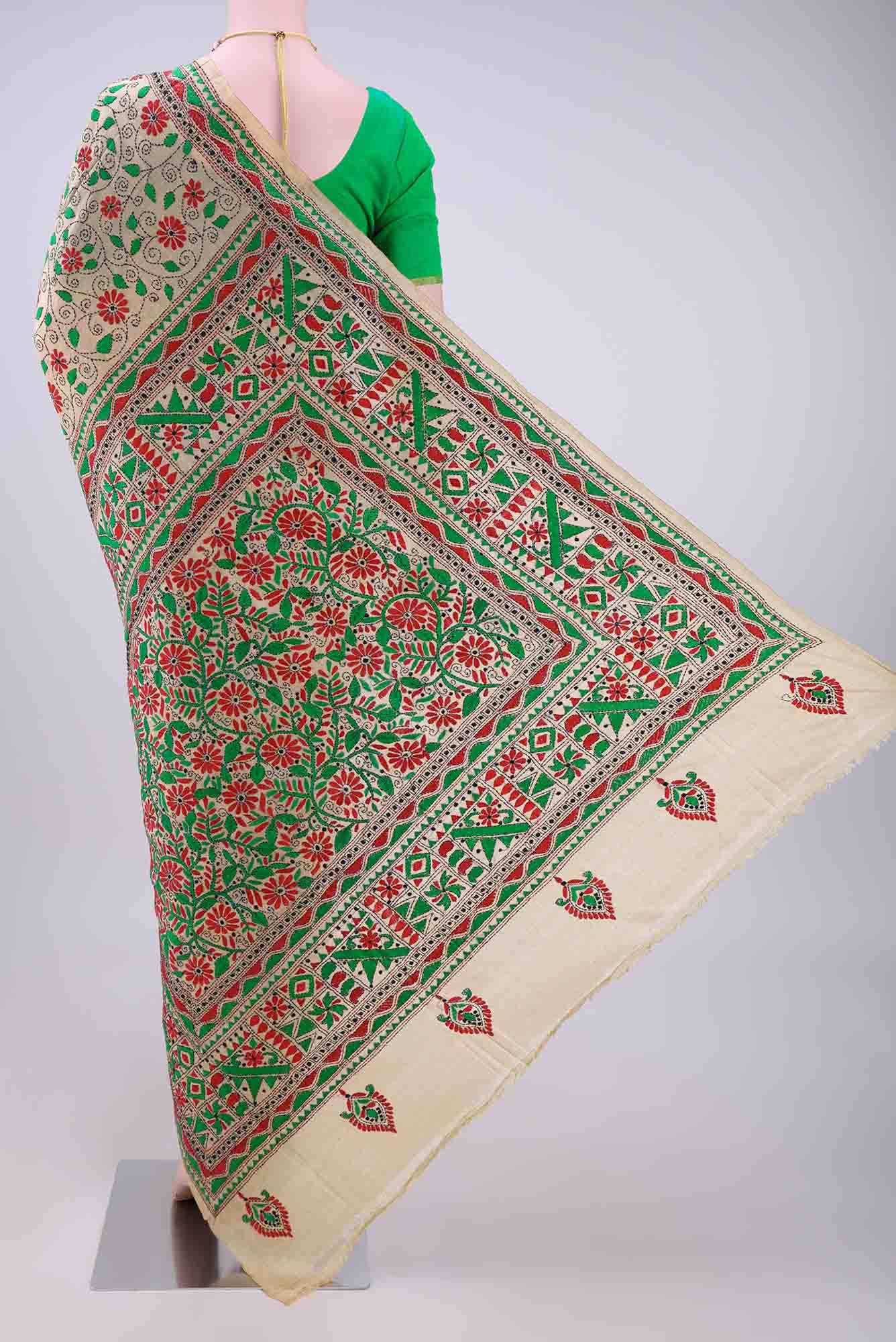 Beige Tussar Saree