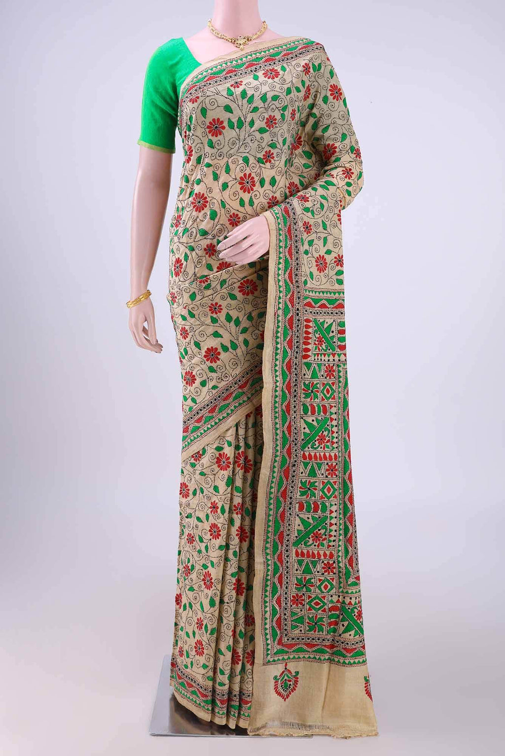 Beige Tussar Saree