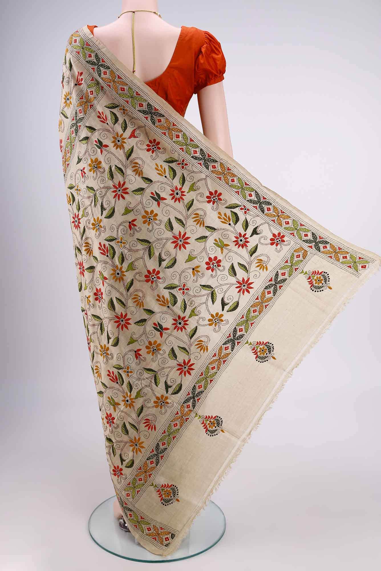Beige Tussar Saree