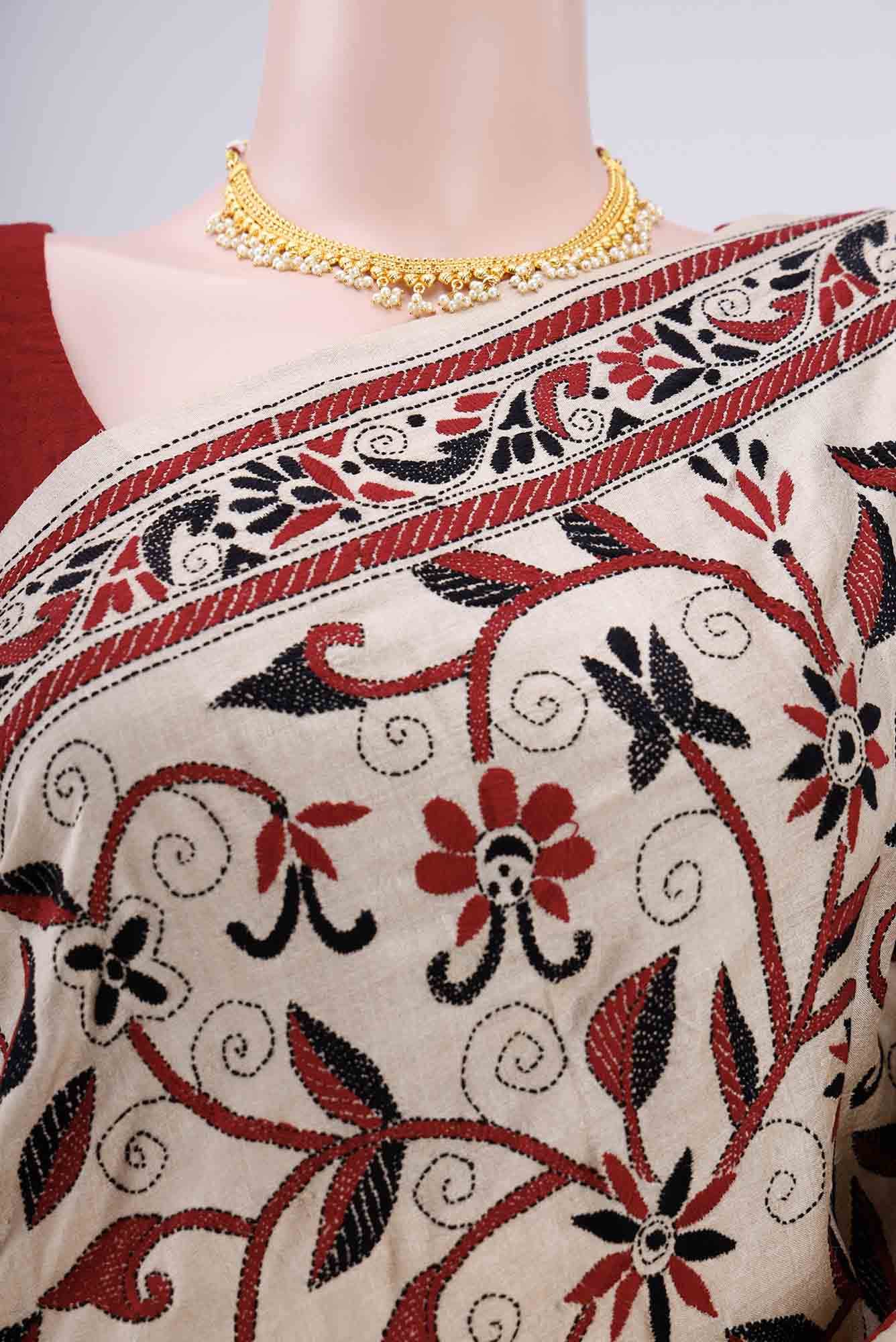 Beige Tussar Saree