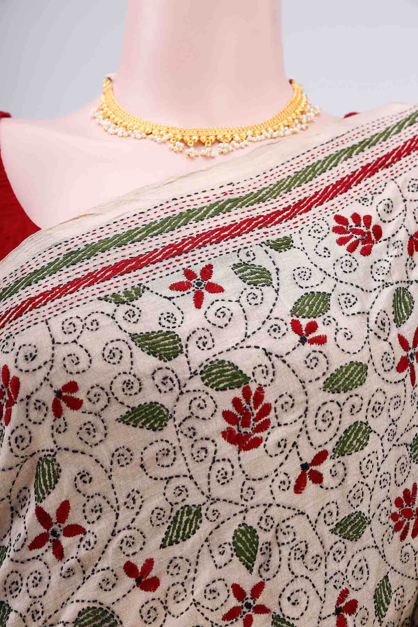Beige Tussar Saree