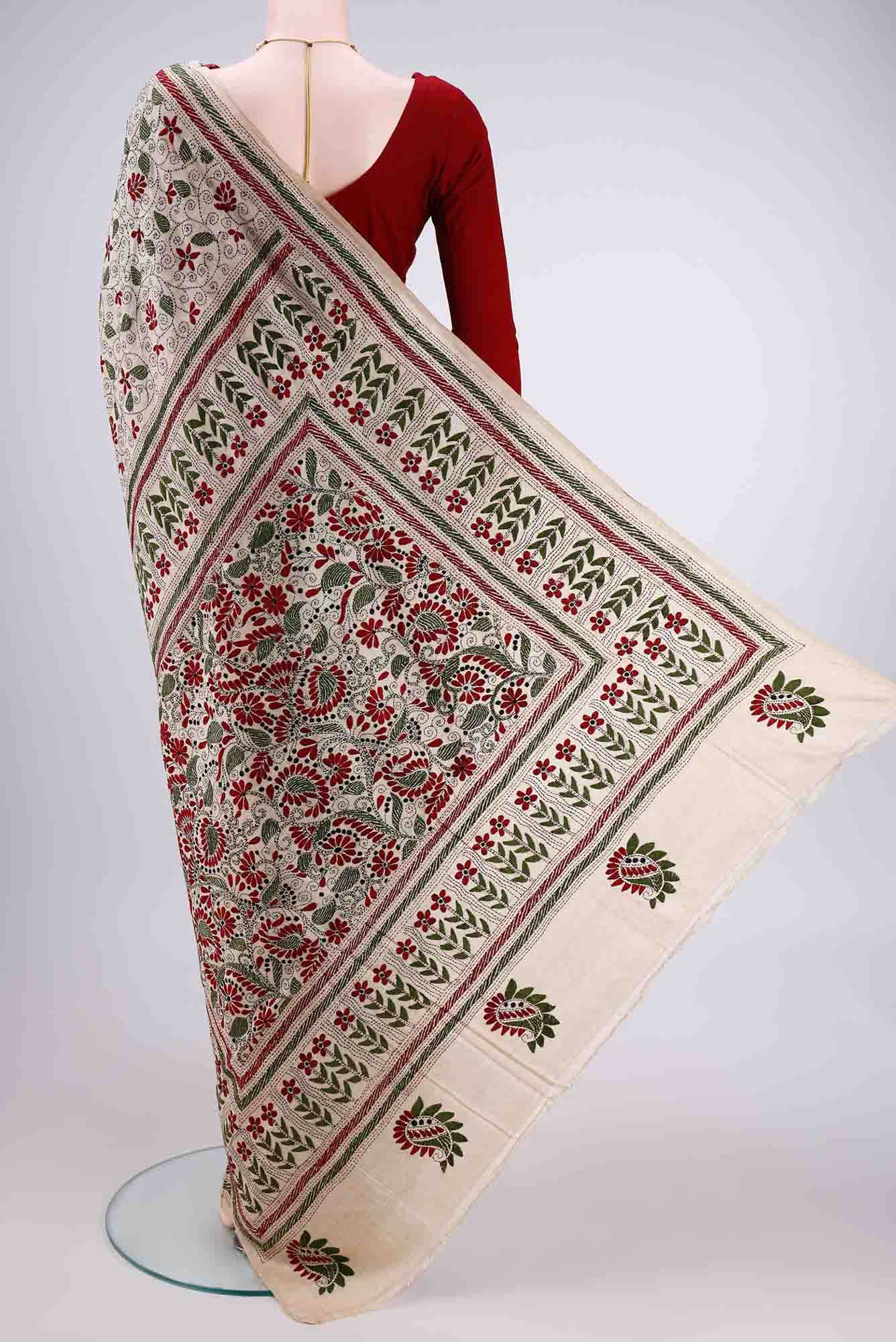 Beige Tussar Saree