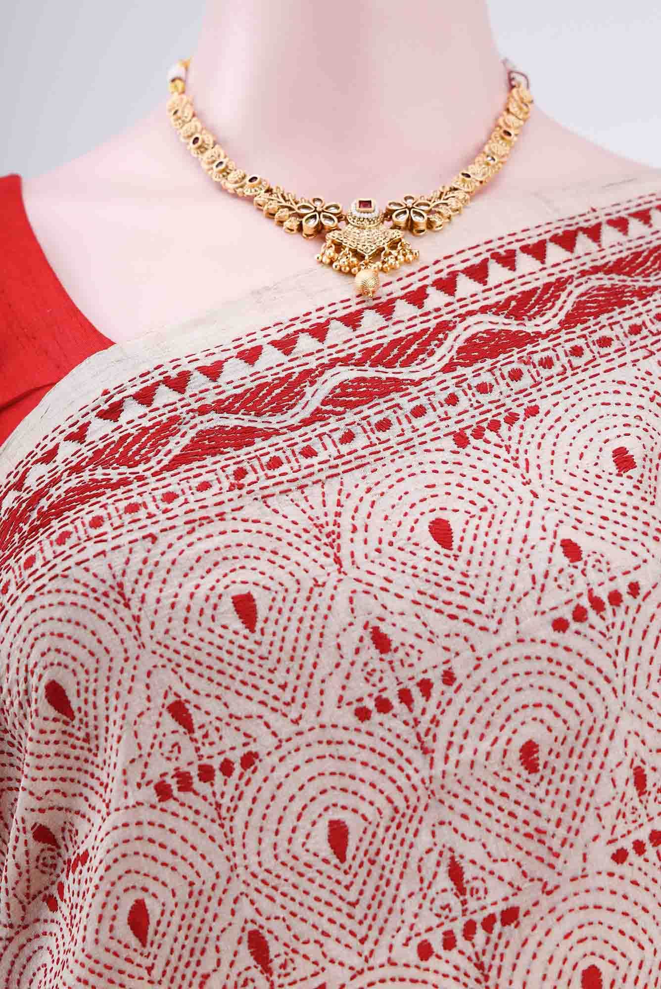 Beige Tussar Saree
