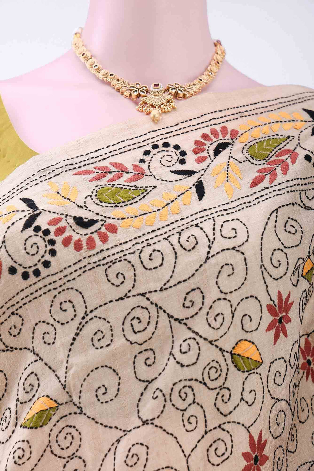 Beige Tussar Saree