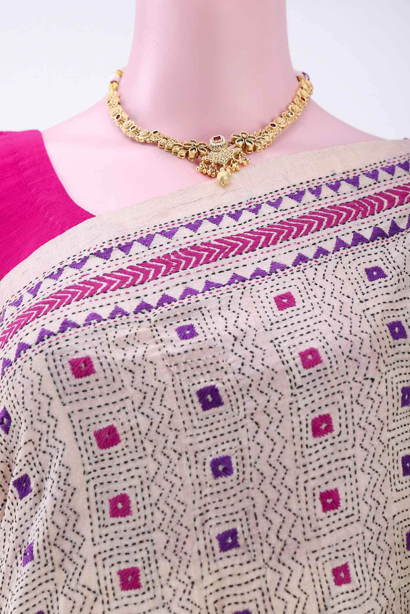 Beige Tussar Saree