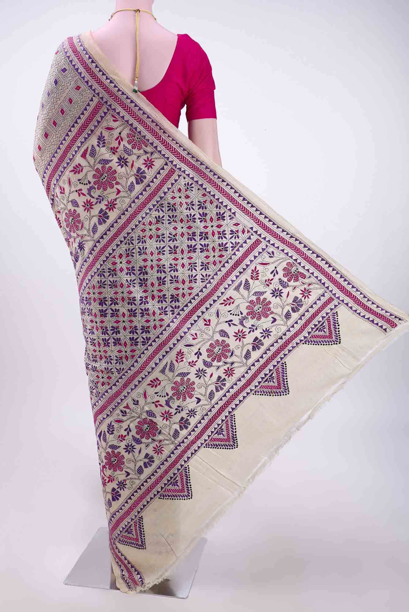 Beige Tussar Saree