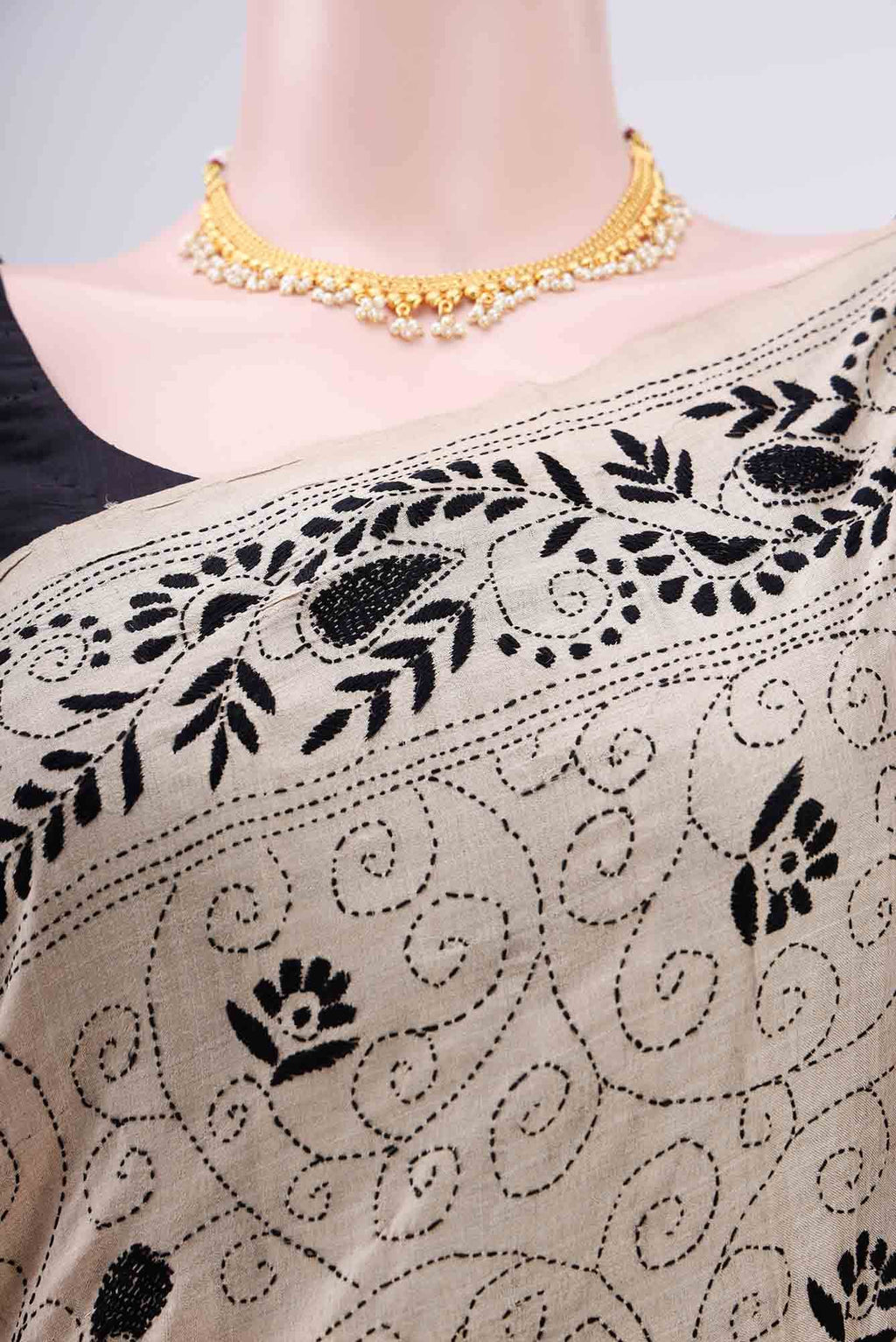 Beige Tussar Saree
