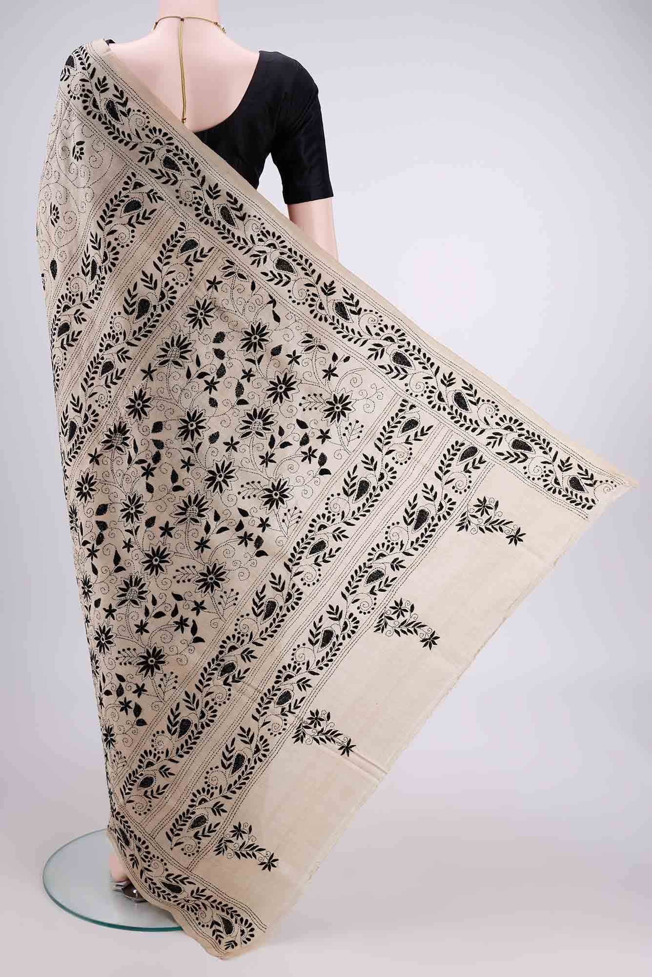 Beige Tussar Saree