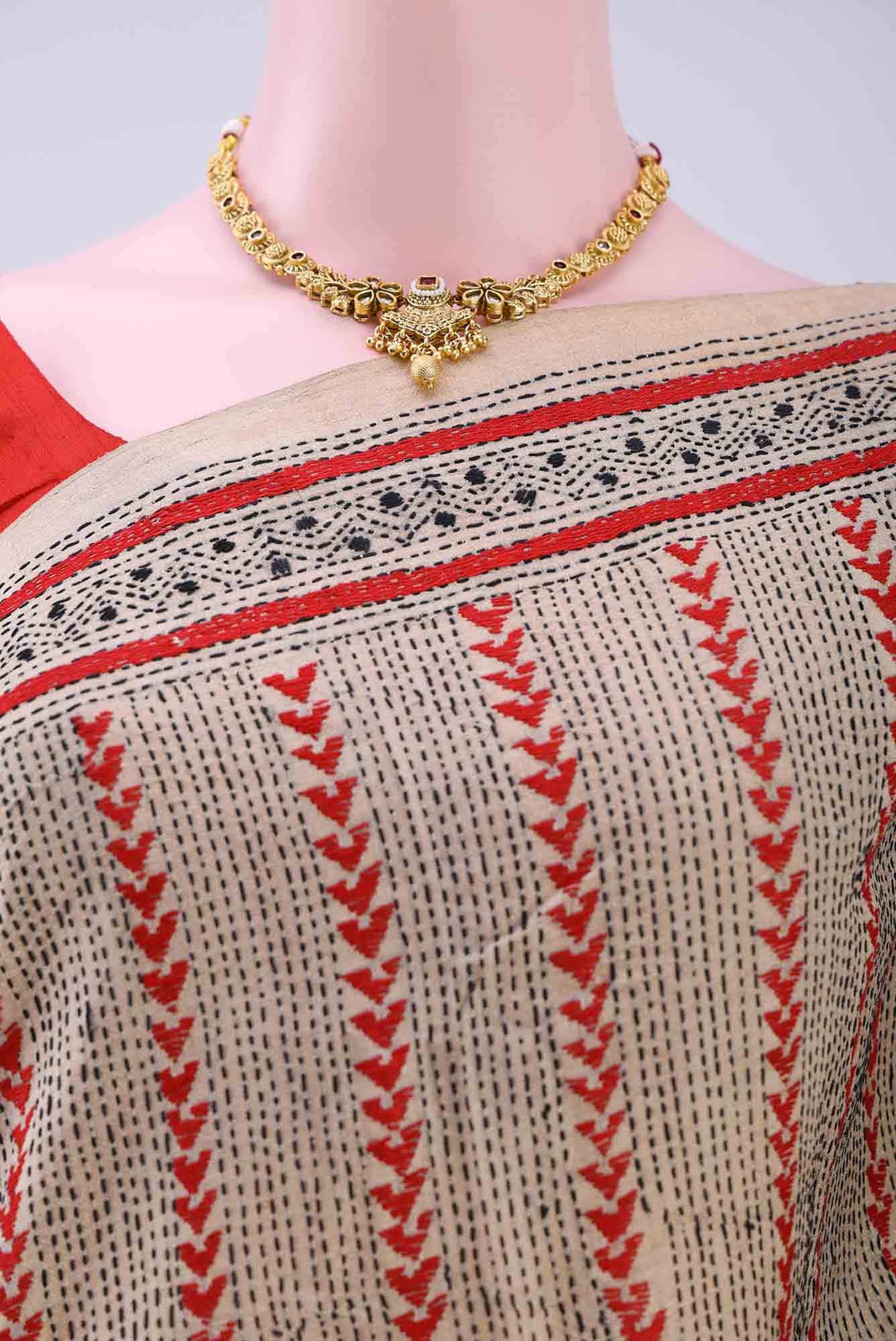 Beige Tussar Saree